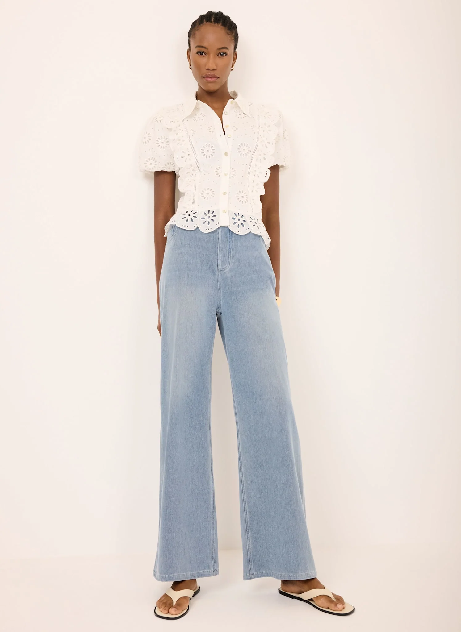 Mid Indigo Stretch Denim Wide Leg Travel Jeans - Image 5