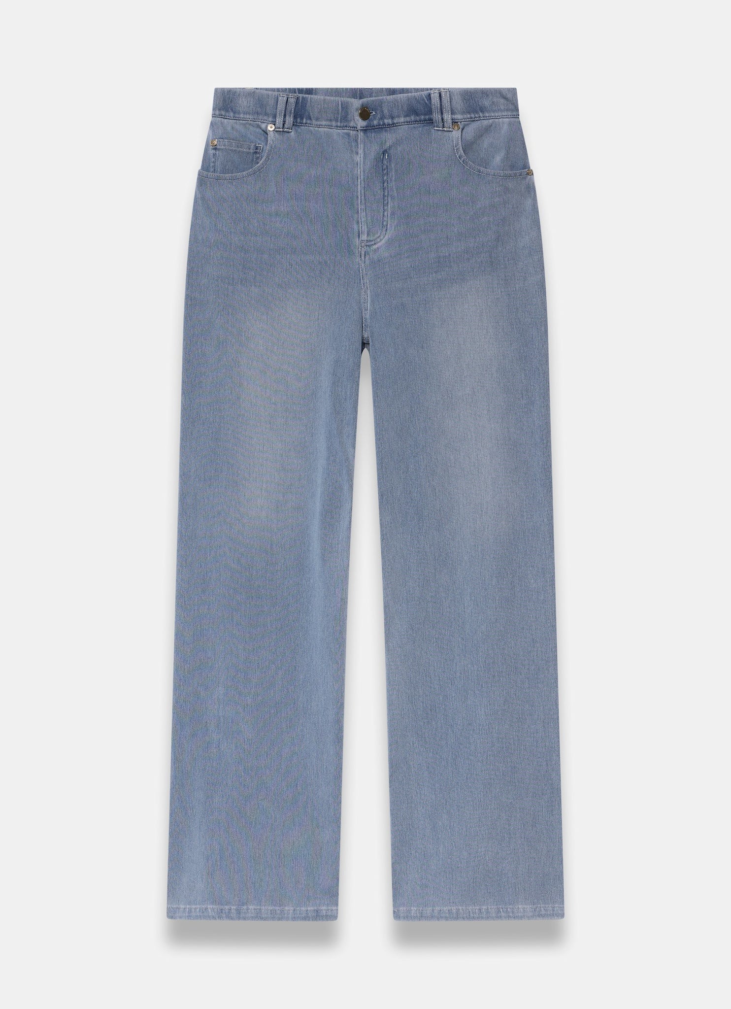 Mid Indigo Stretch Denim Wide Leg Travel Jeans - Image 6