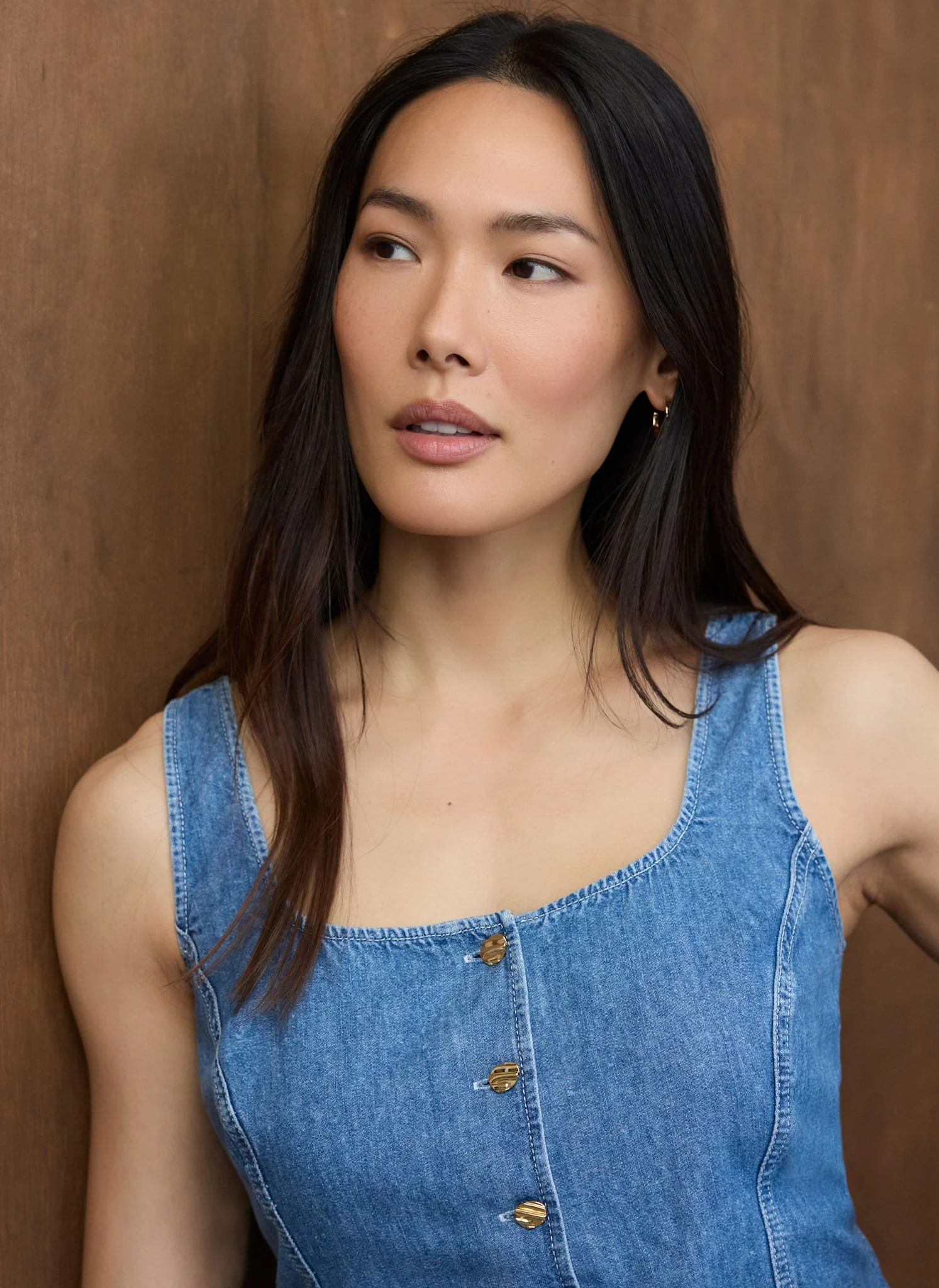 Mid Indigo Denim Waistcoat Top - Image 4