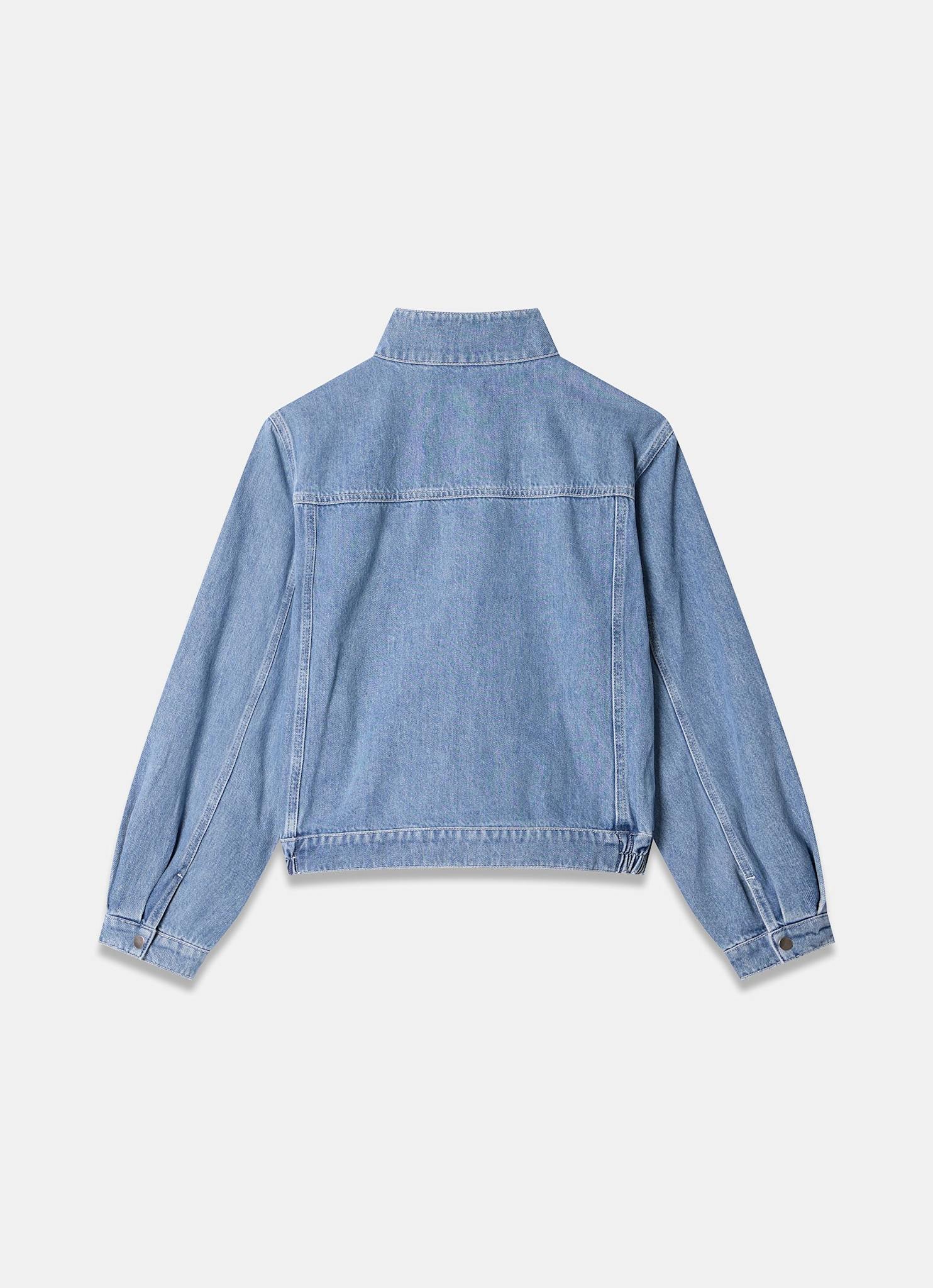 Mid Indigo Denim Bomber Jacket - Image 8