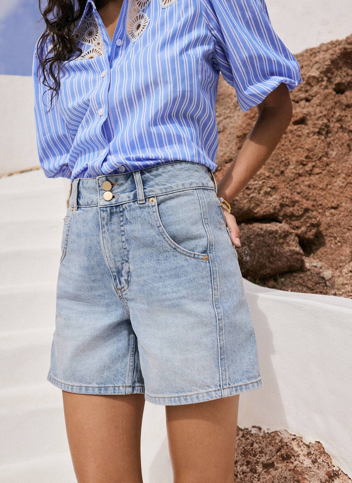 Mid Indigo Denim Shorts - Image 3