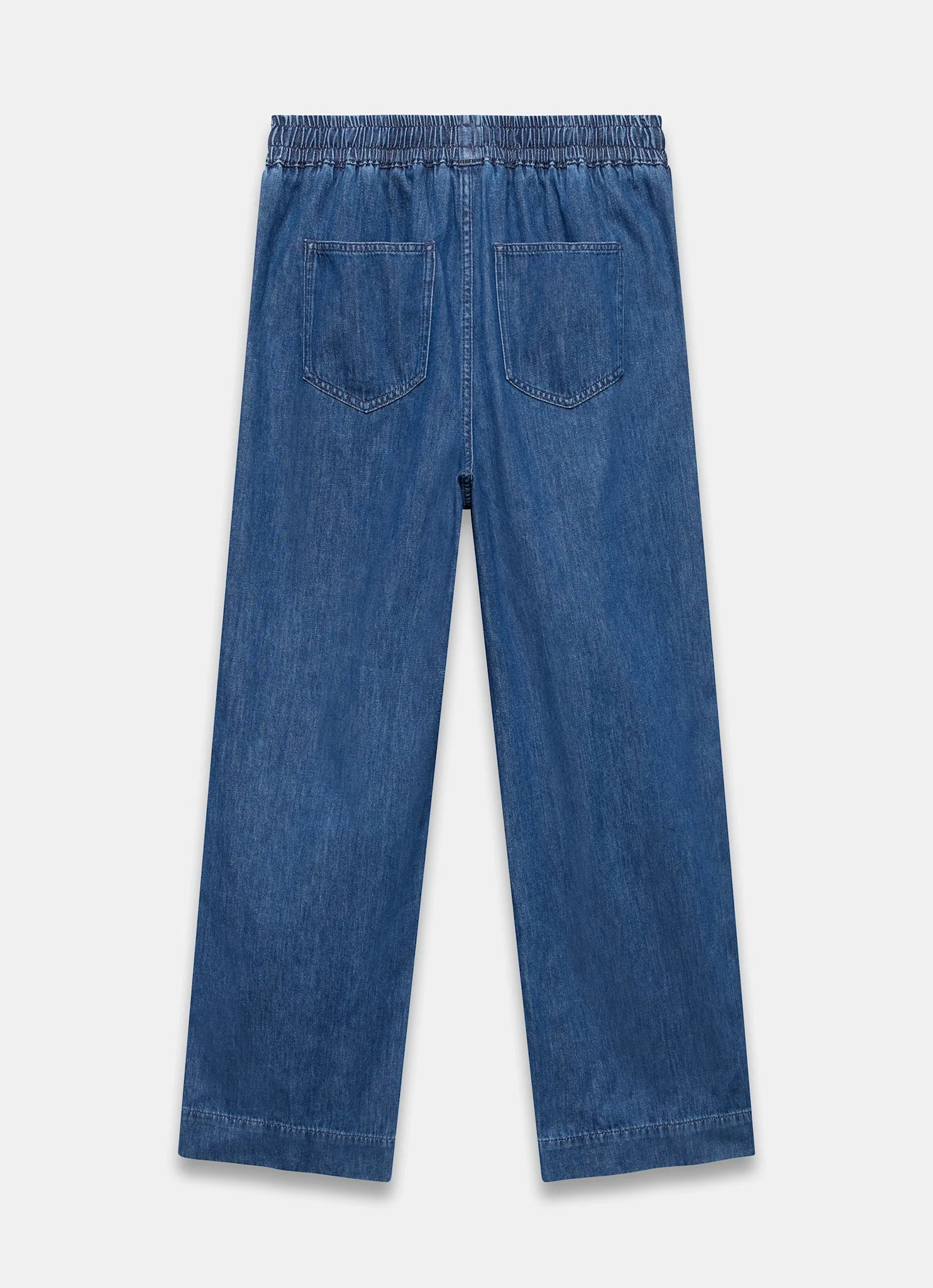 Indigo Tie Waist Side Stripe Wide Jeans - Image 8