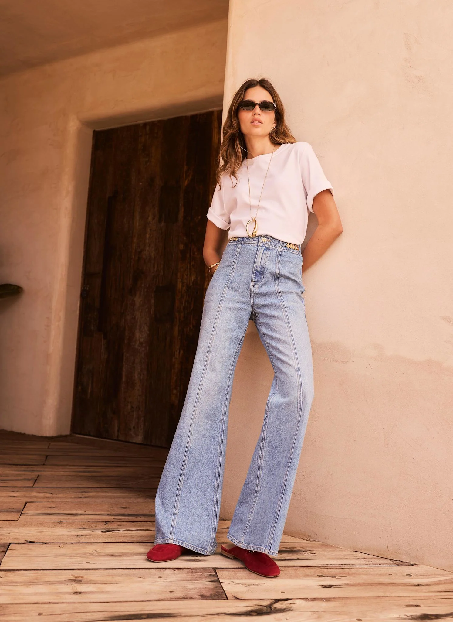 Mid Indigo Vintage Flare Jeans - Image 3