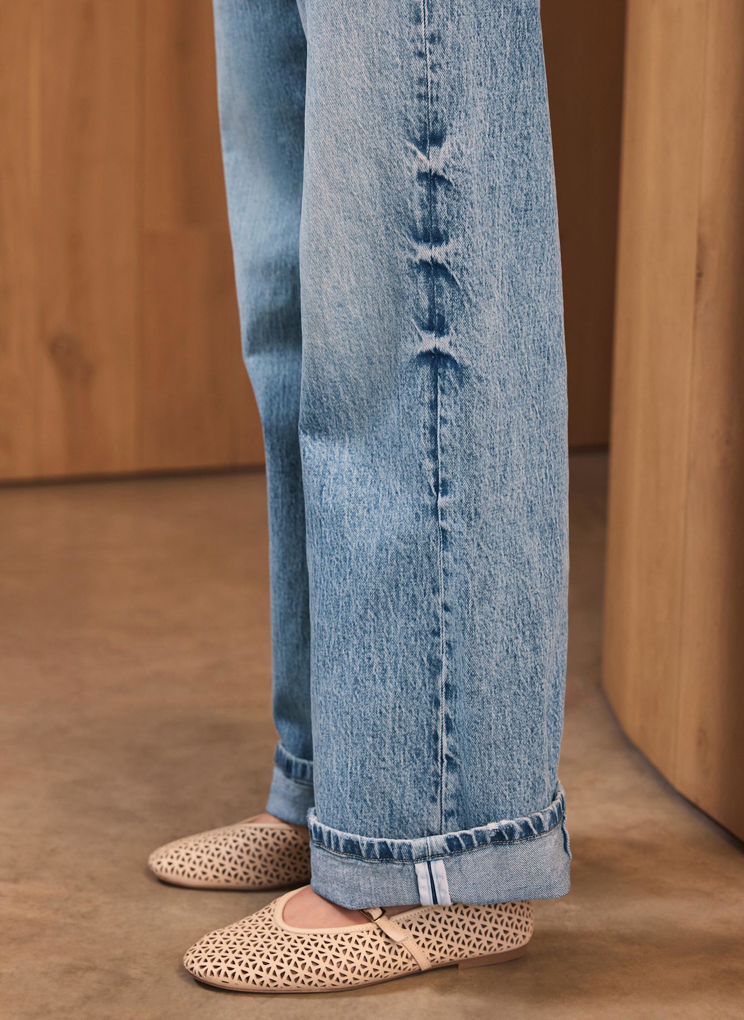 Mid Indigo Workable Wide Jeans - Image 4