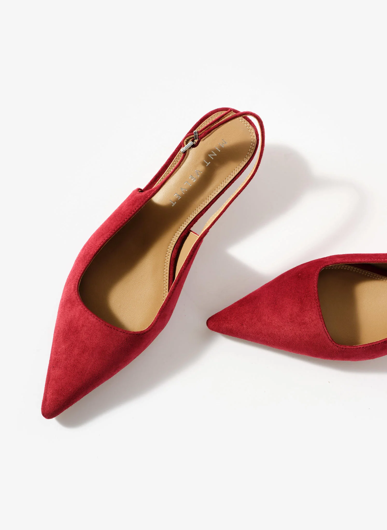 Mila Red Suede Slingback Kitten Heels - Image 3