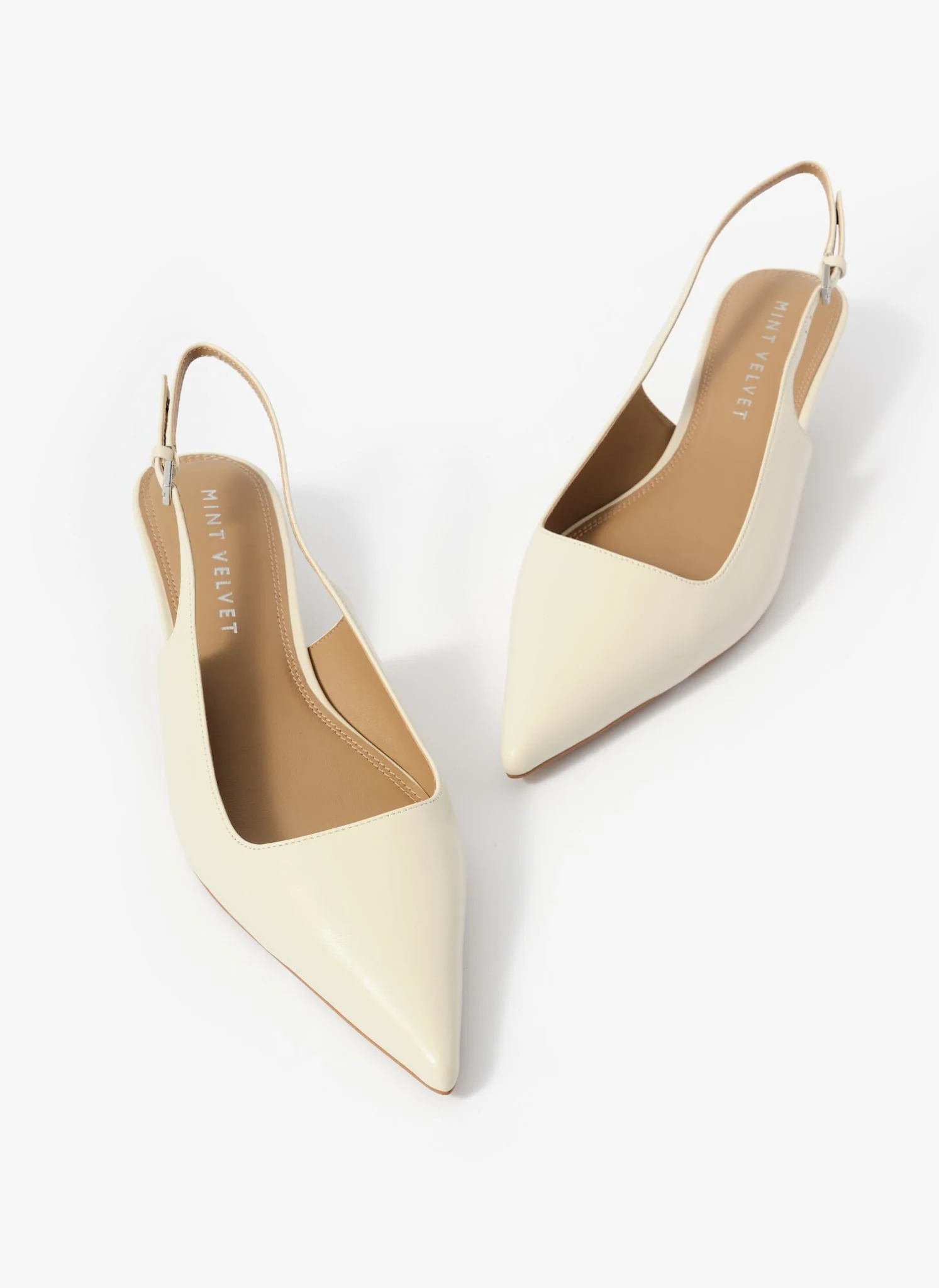 Mila Cream Leather Kitten Heel - Image 3
