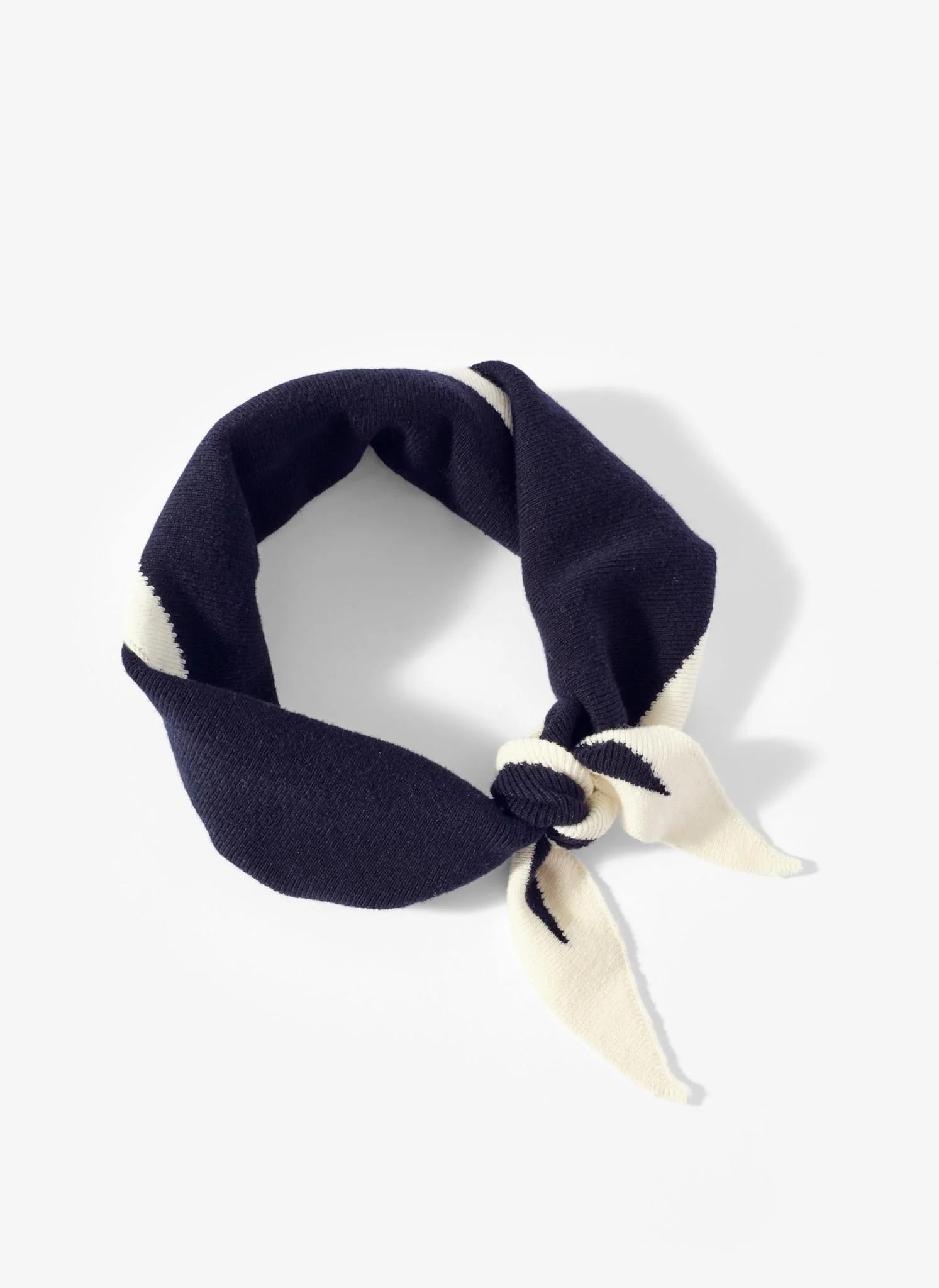 Navy Cotton Blend Triangle Knit Scarf - Image 3
