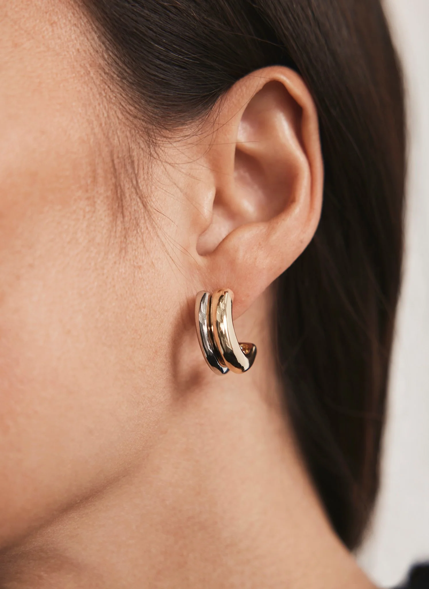 Mixed Metal Curve Earrings - Image 2