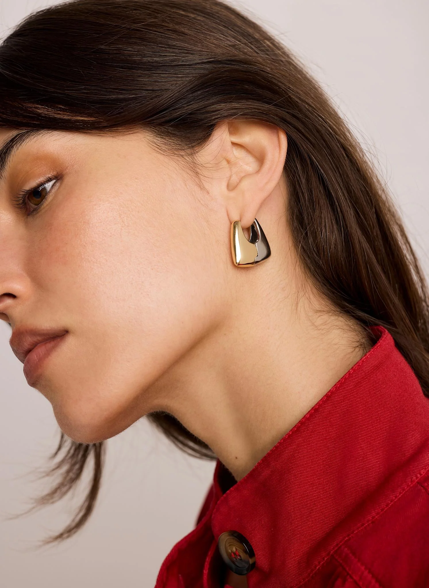 Mixed Metal Hoop Earrings - Image 2