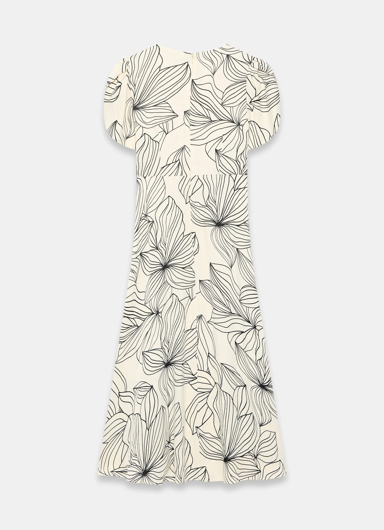 Cream Floral Print Satin Midi Dress - Image 8
