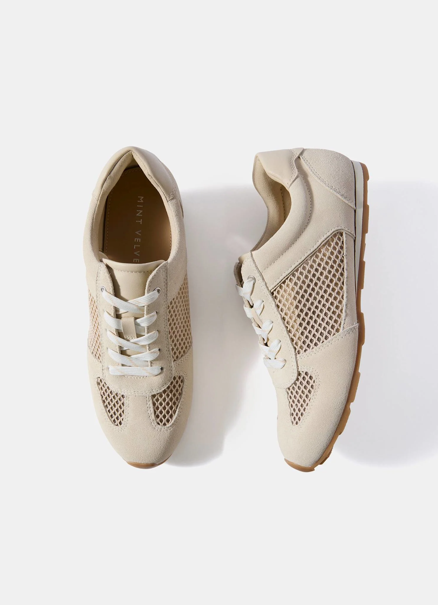 Myla Cream Suede Mesh Trainers - Image 3