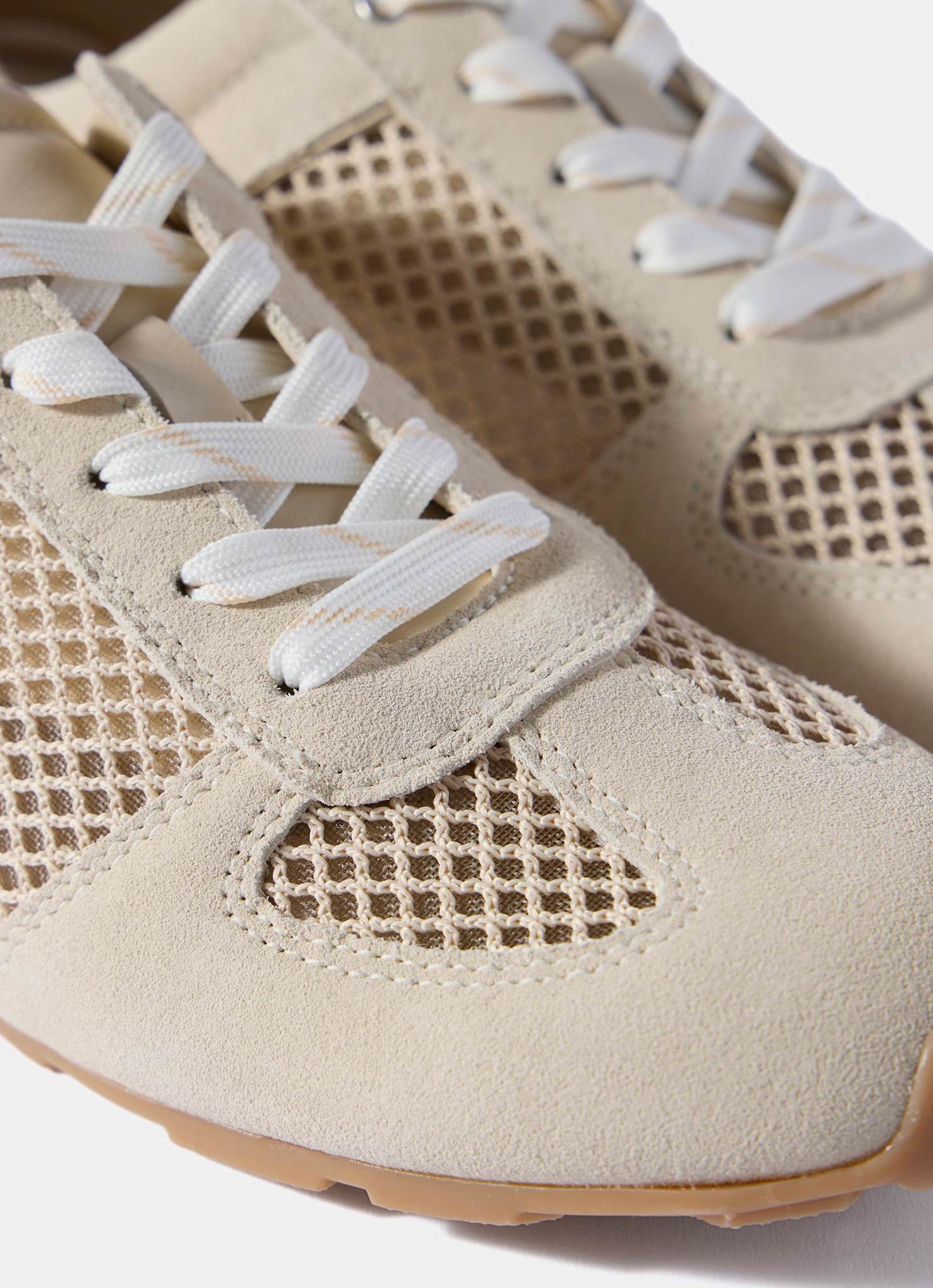 Myla Cream Suede Mesh Trainers - Image 5