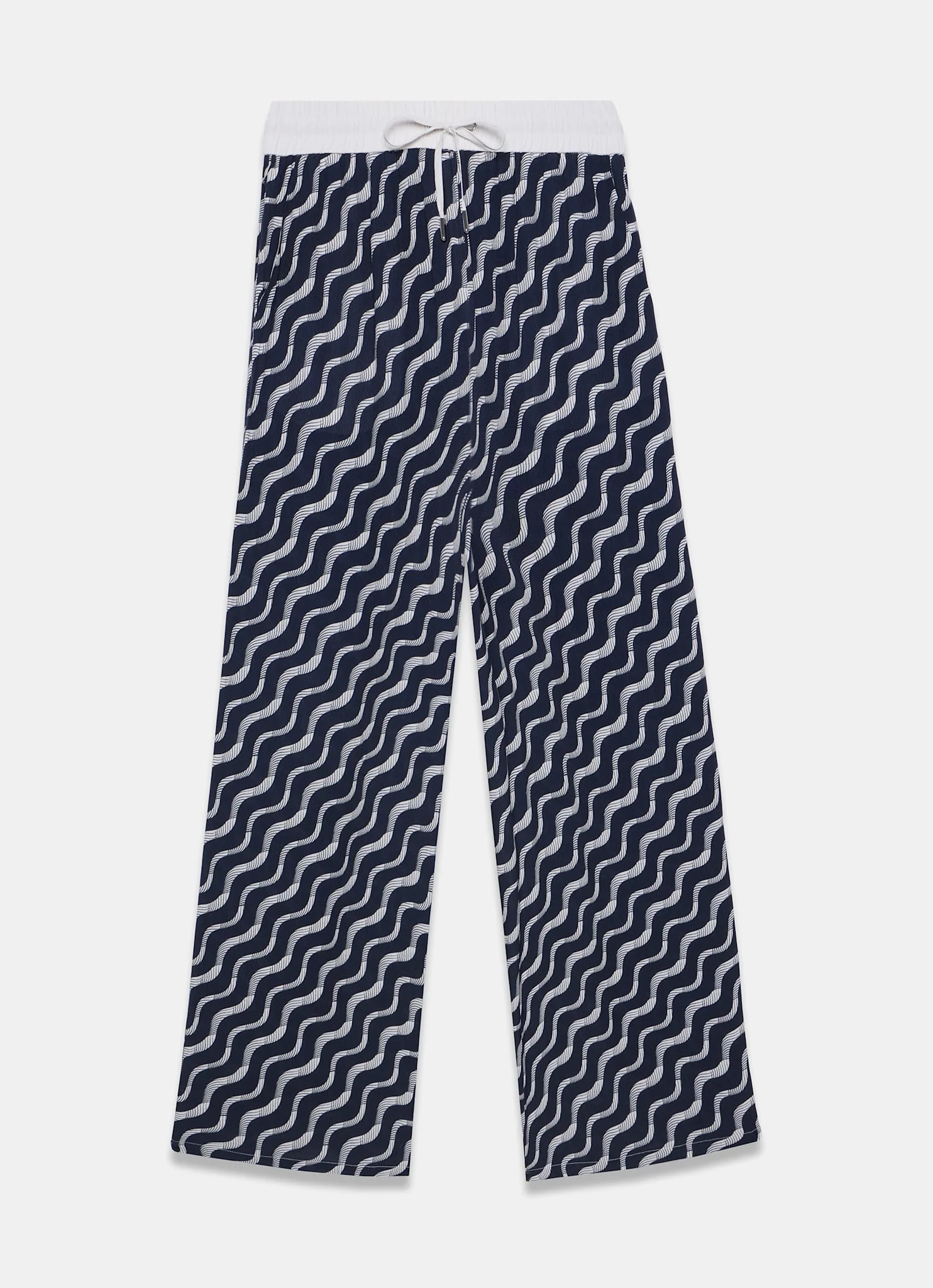 Navy Abstract Print Wide Trousers - Image 6
