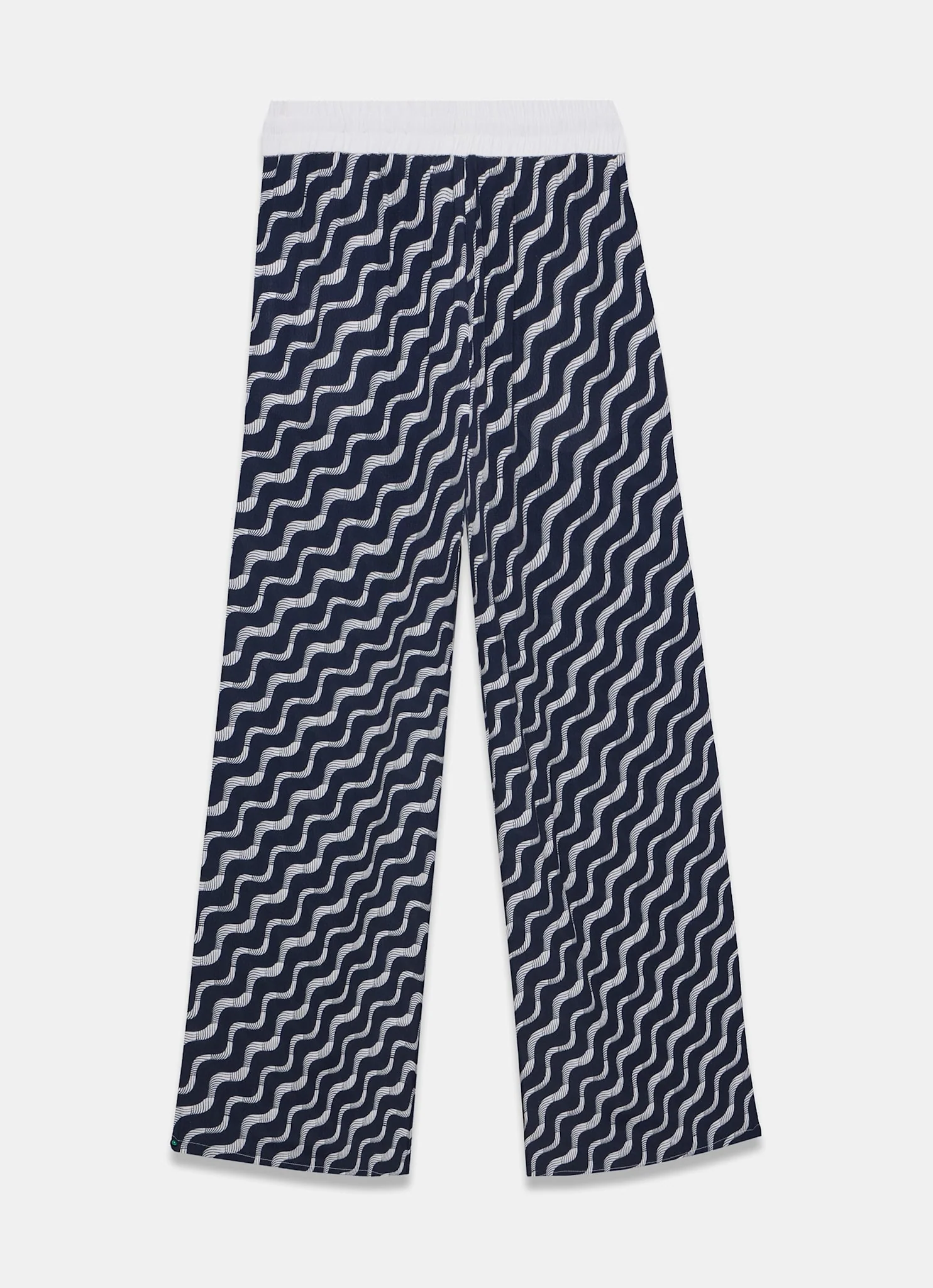 Navy Abstract Print Wide Trousers - Image 7
