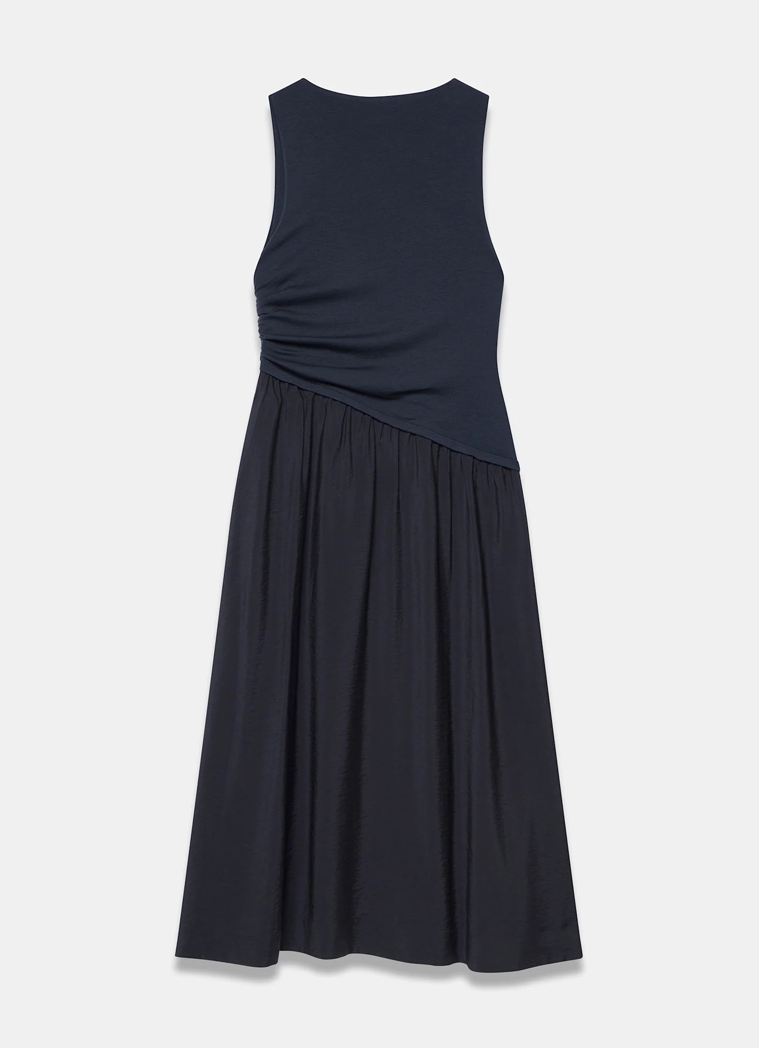 Navy Asymmetric Waist Midi Dress - Image 7