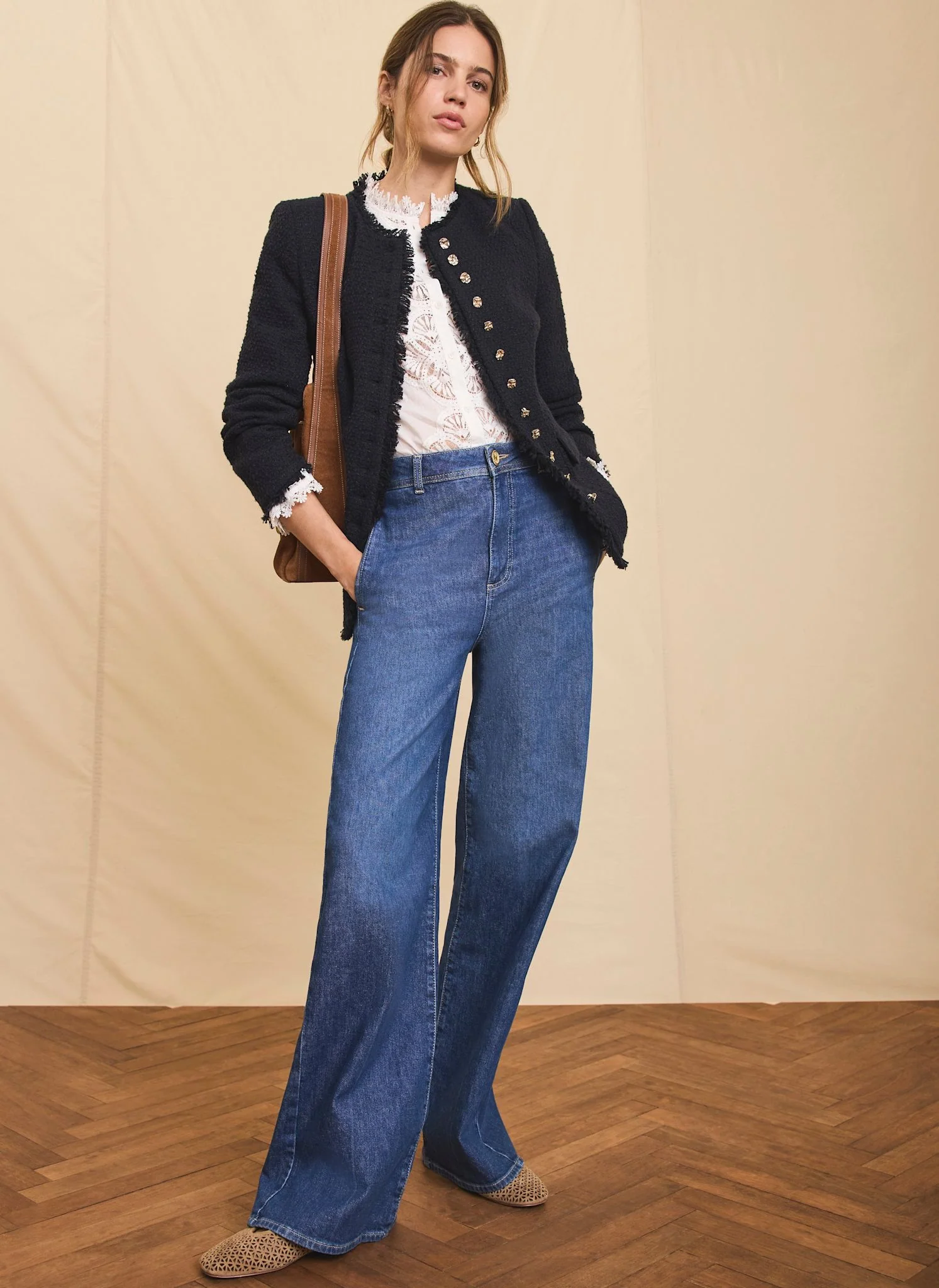 Navy Boucle Tweed Jacket - Image 3