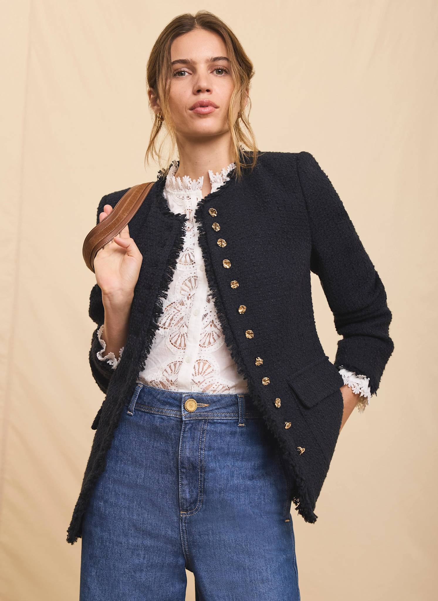 Navy Boucle Tweed Jacket - Image 5