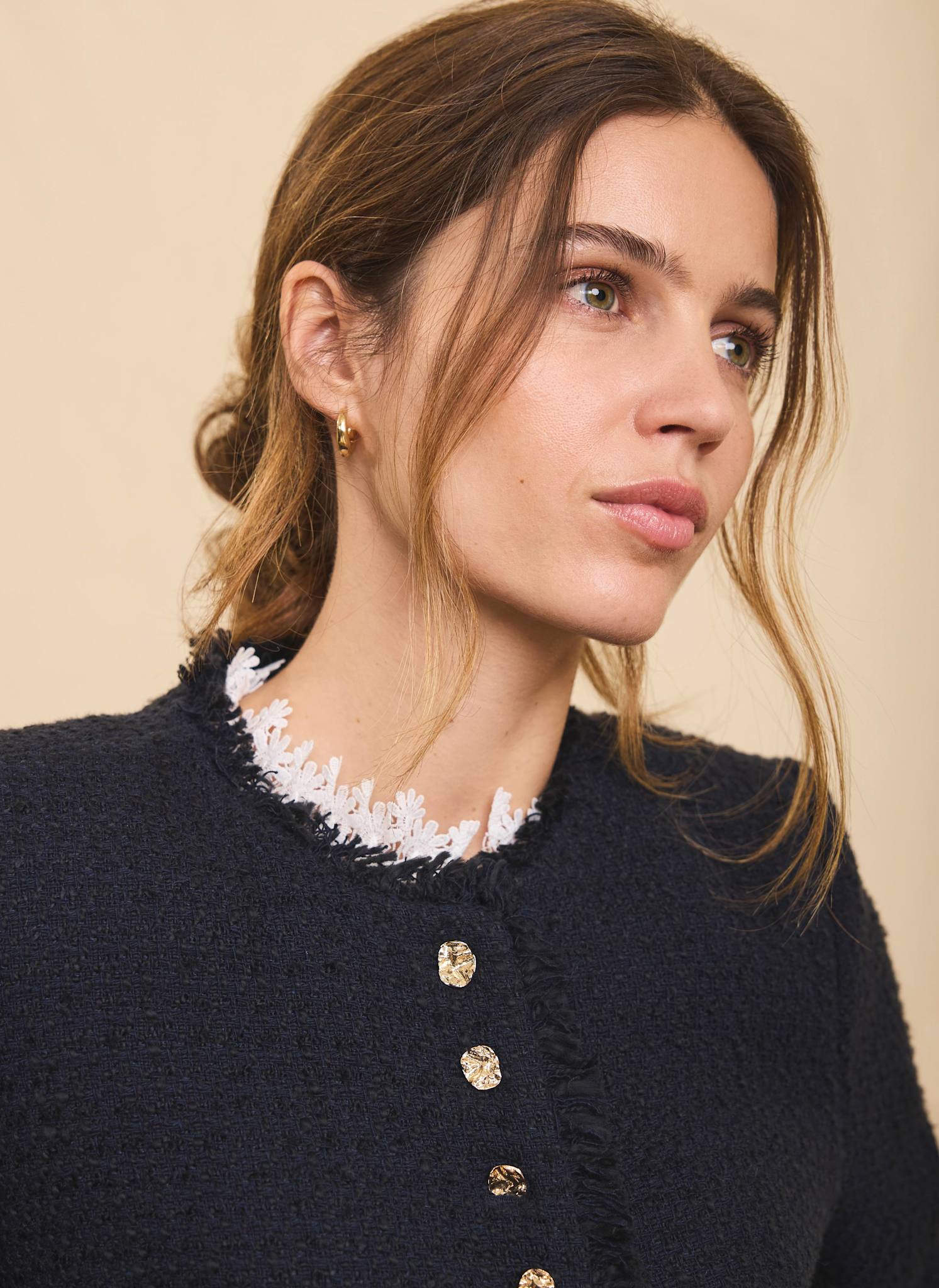 Navy Boucle Tweed Jacket - Image 6