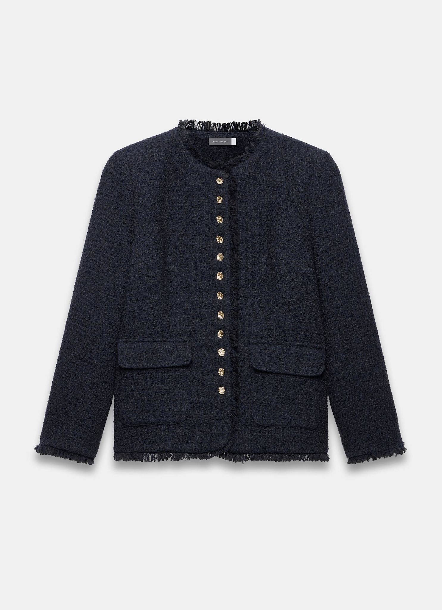 Navy Boucle Tweed Jacket - Image 7