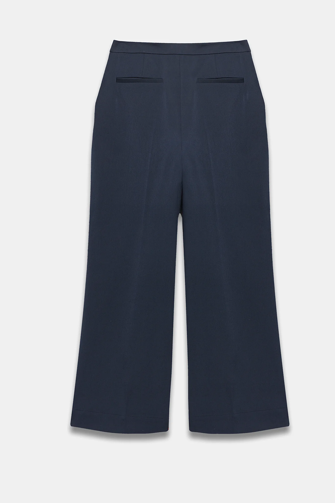 Navy Button Front Wide Trousers - Image 7