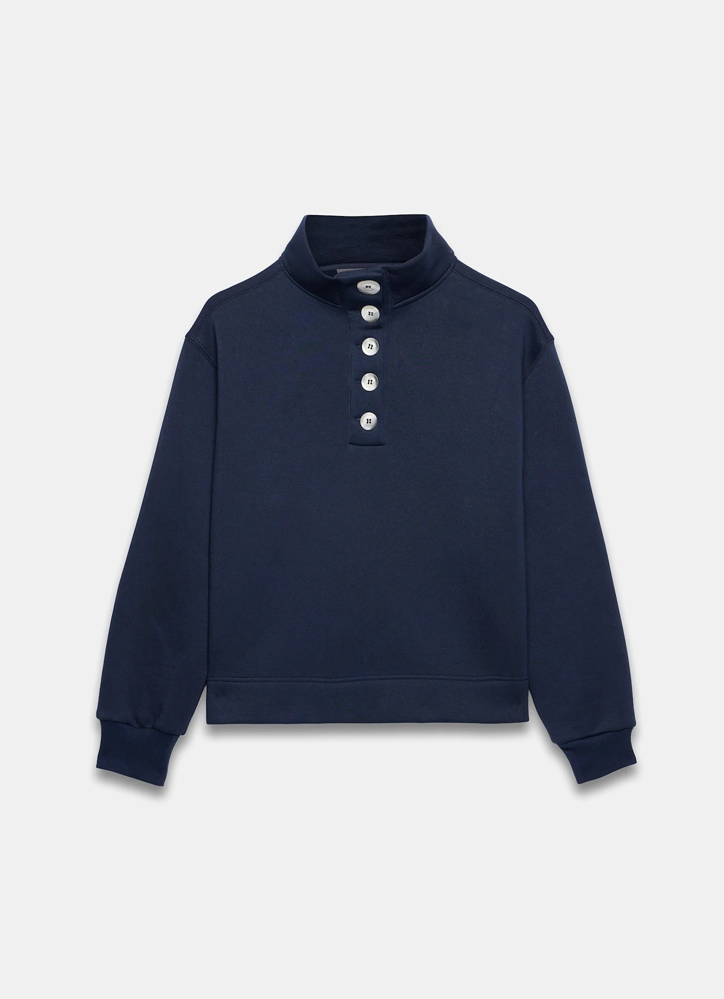 Navy Button Detail Sweatshirt - Image 6