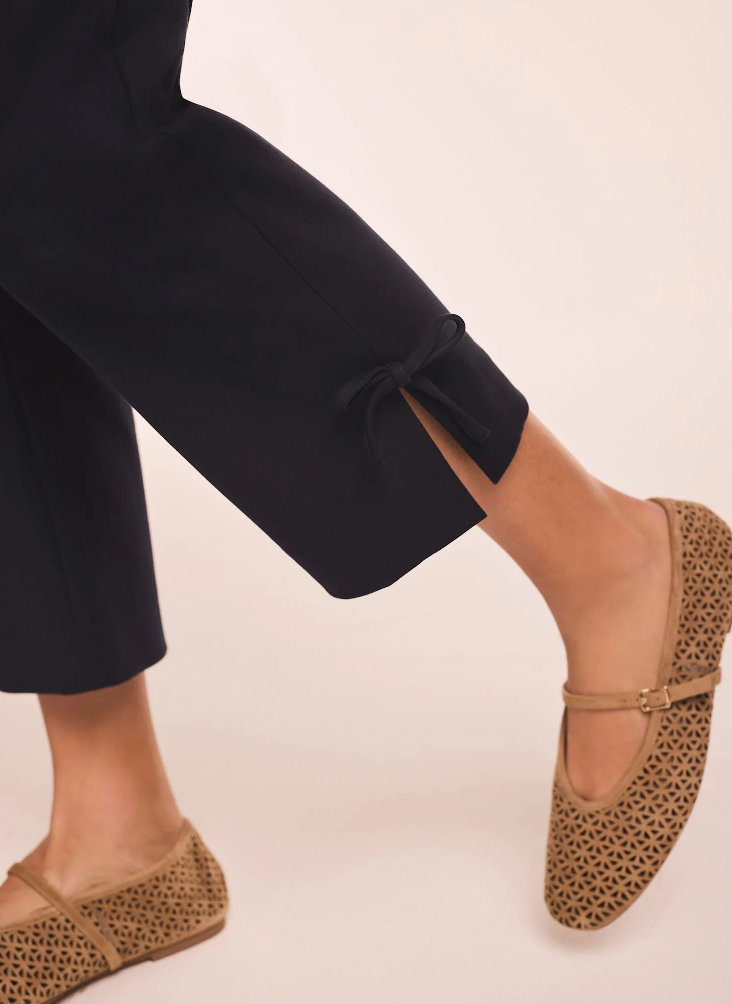 Navy Cotton Blend Capri Trousers - Image 3
