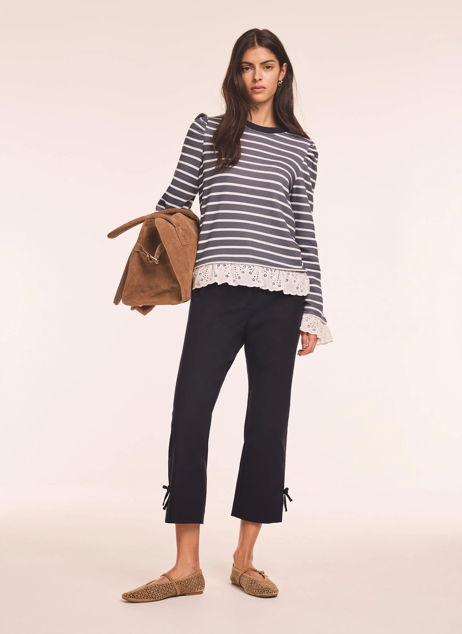 Navy Cotton Blend Capri Trousers - Image 6