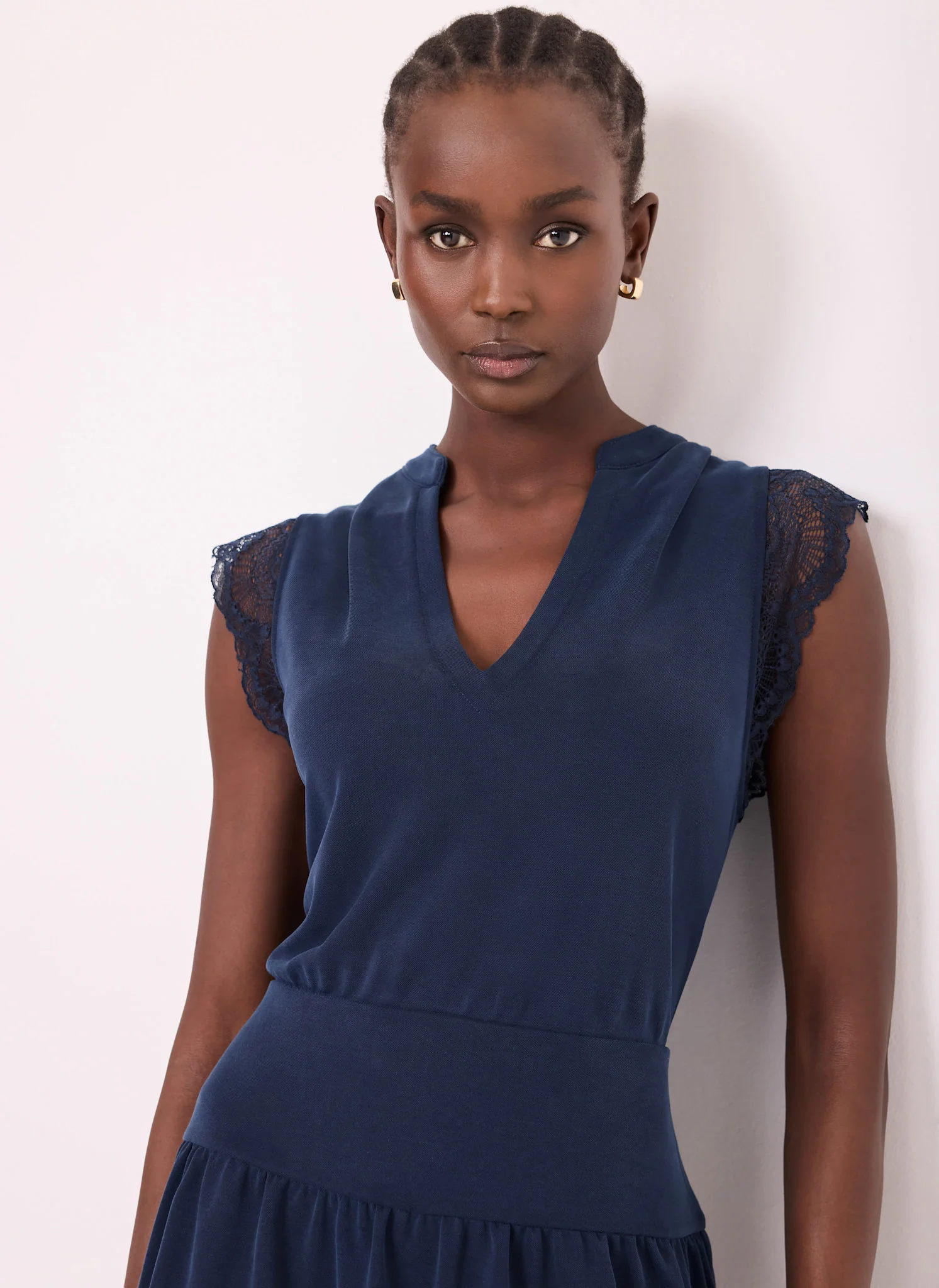 Navy Lace Detail Playsuit - Image 3