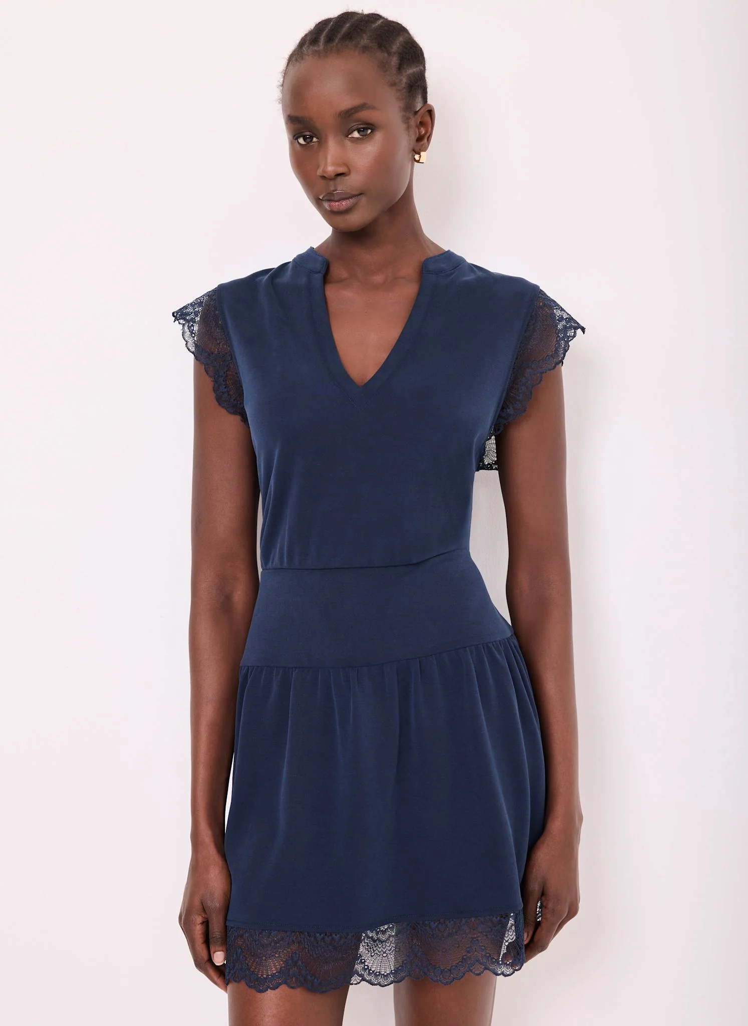 Navy Lace Detail Playsuit - Image 4