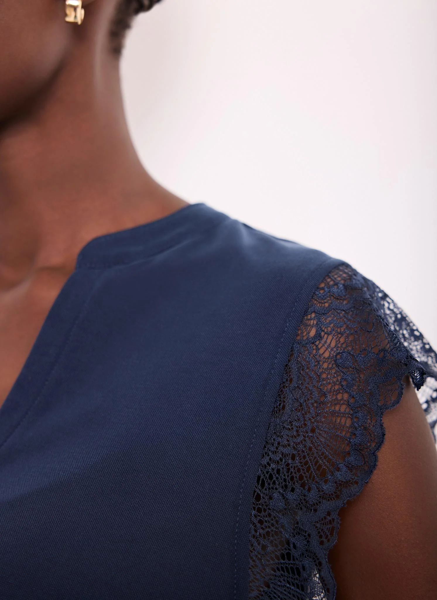 Navy Lace Detail Playsuit - Image 5