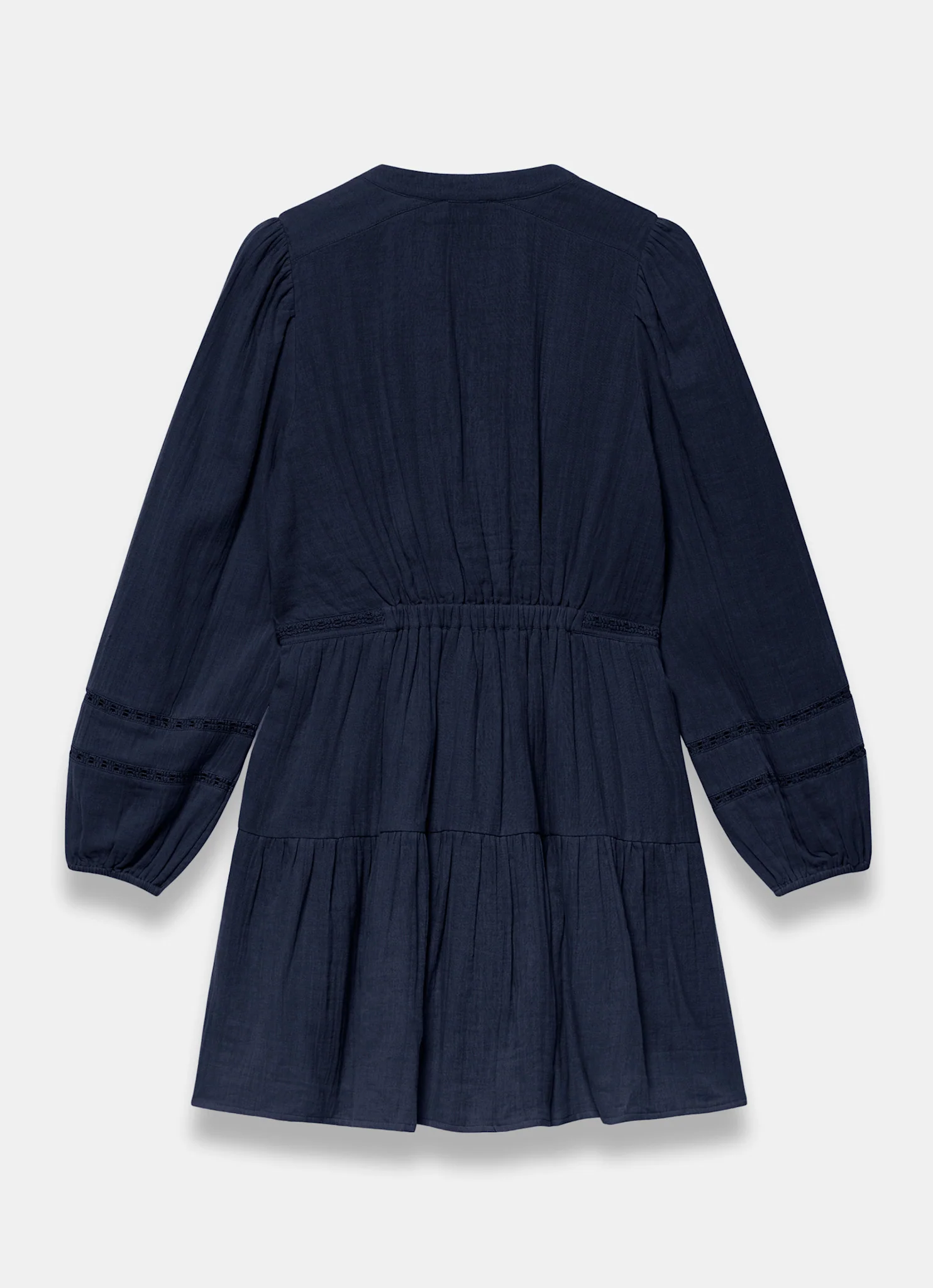 Navy Cotton Cheesecloth Mini Dress - Image 7