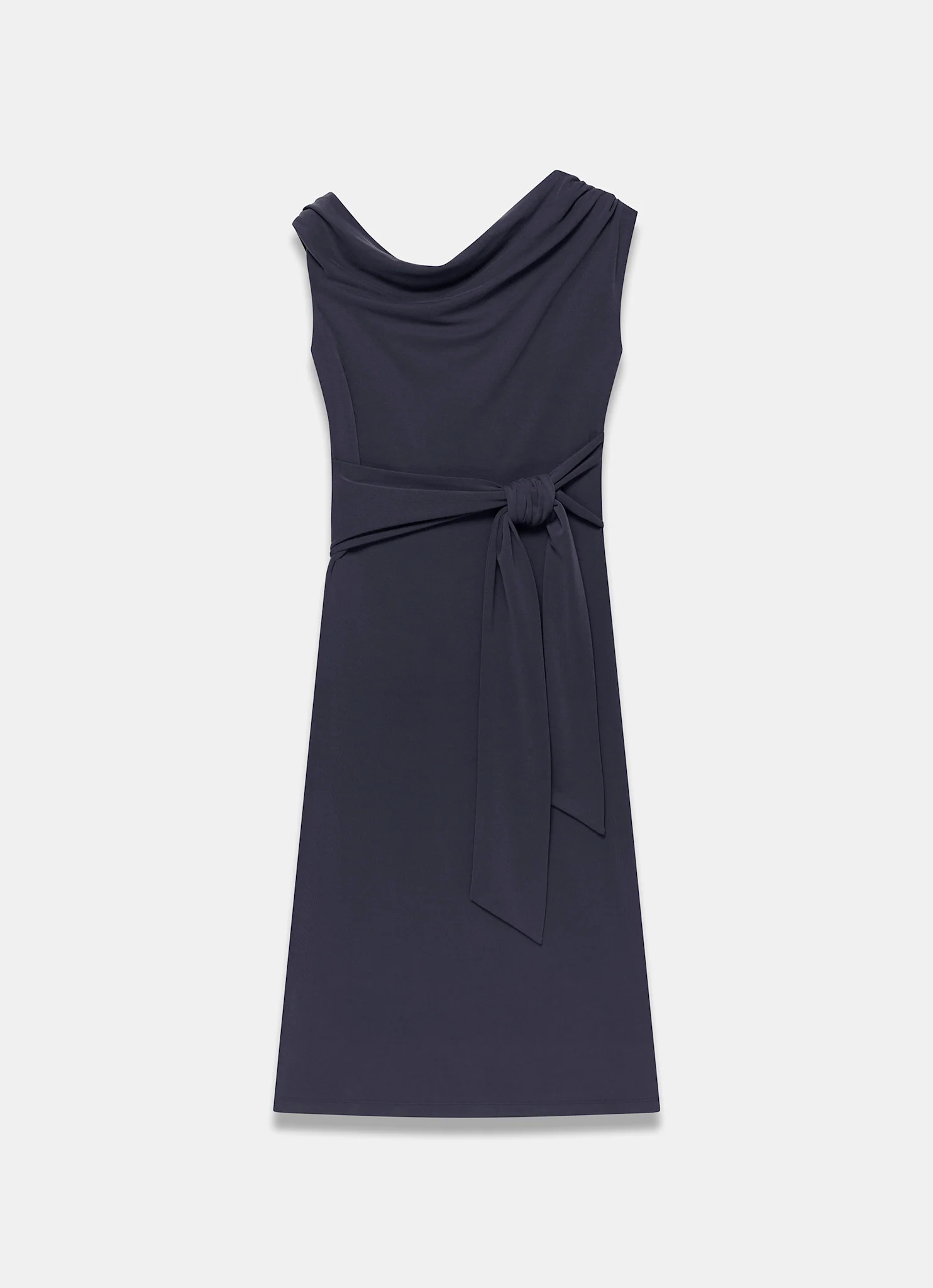 Navy Tie Detail Midi Dress - Image 7