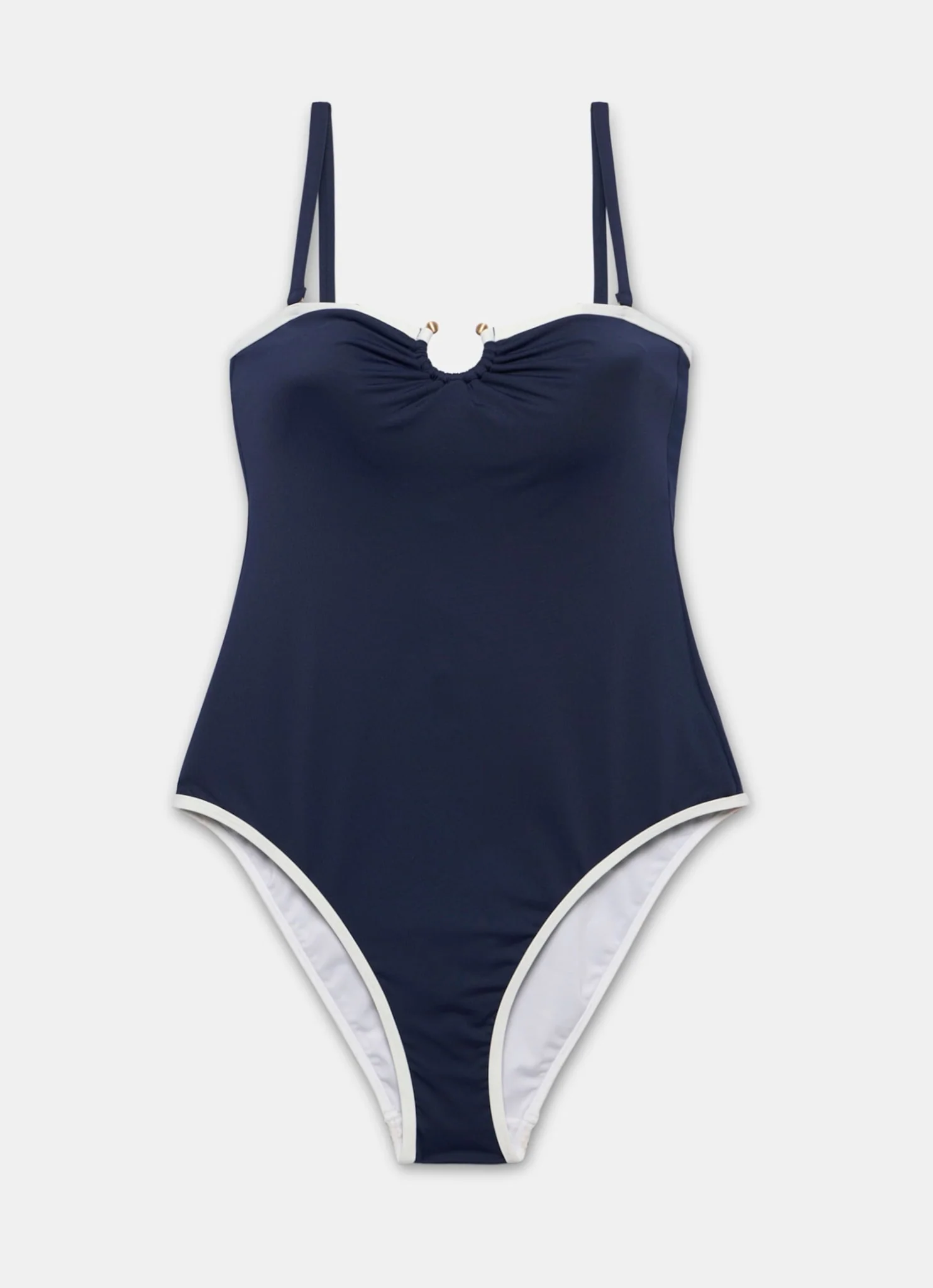 Navy Contrast Trim Bandeau Swimsuit - Image 5