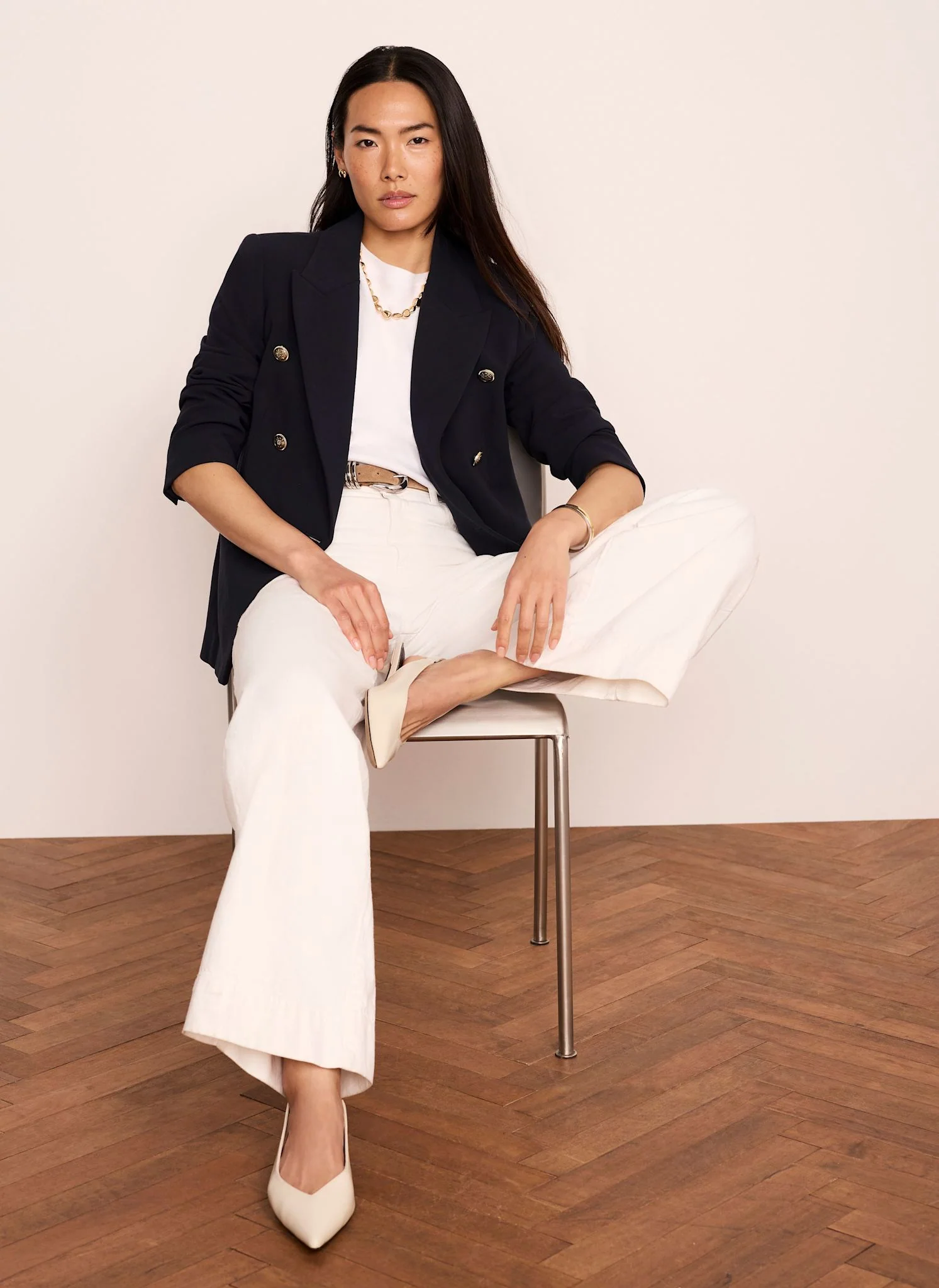 Navy Double Breasted Blazer - Image 3