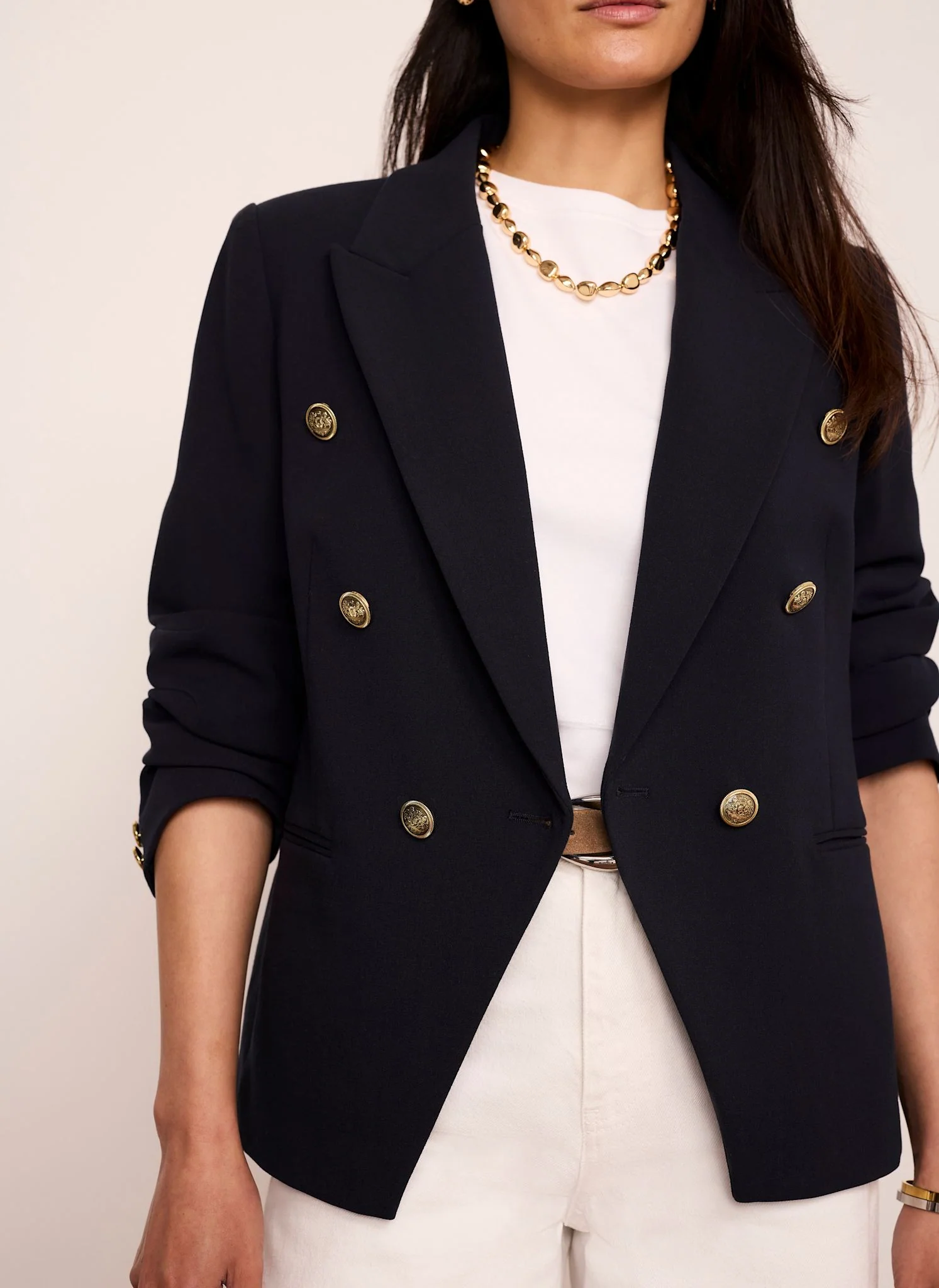Navy Double Breasted Blazer - Image 4