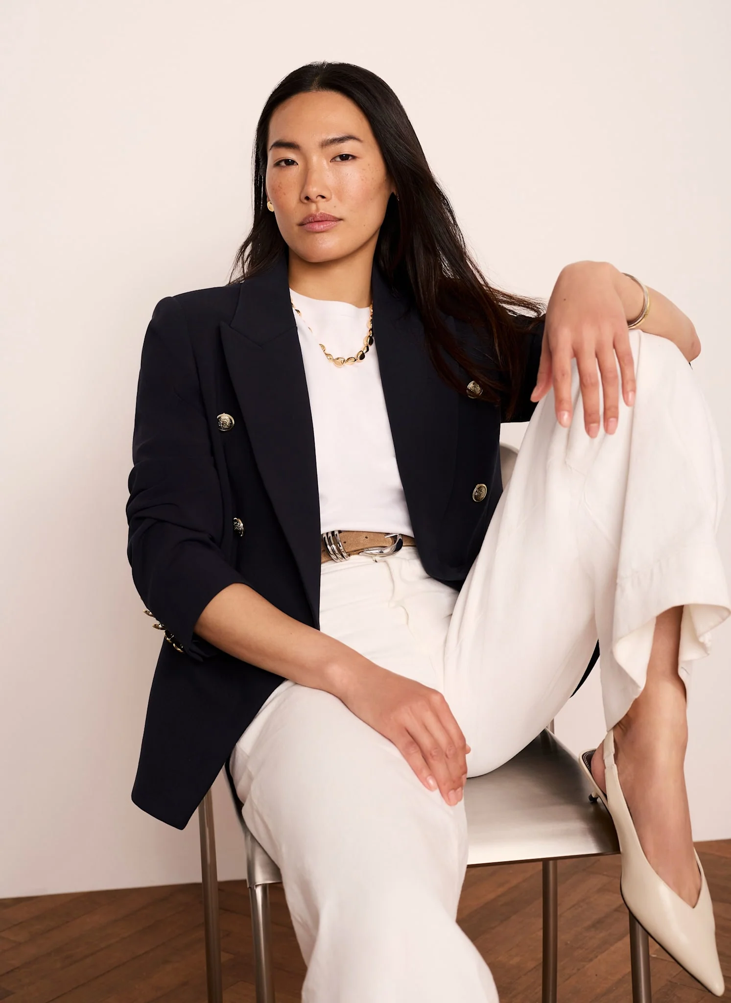 Navy Double Breasted Blazer - Image 5