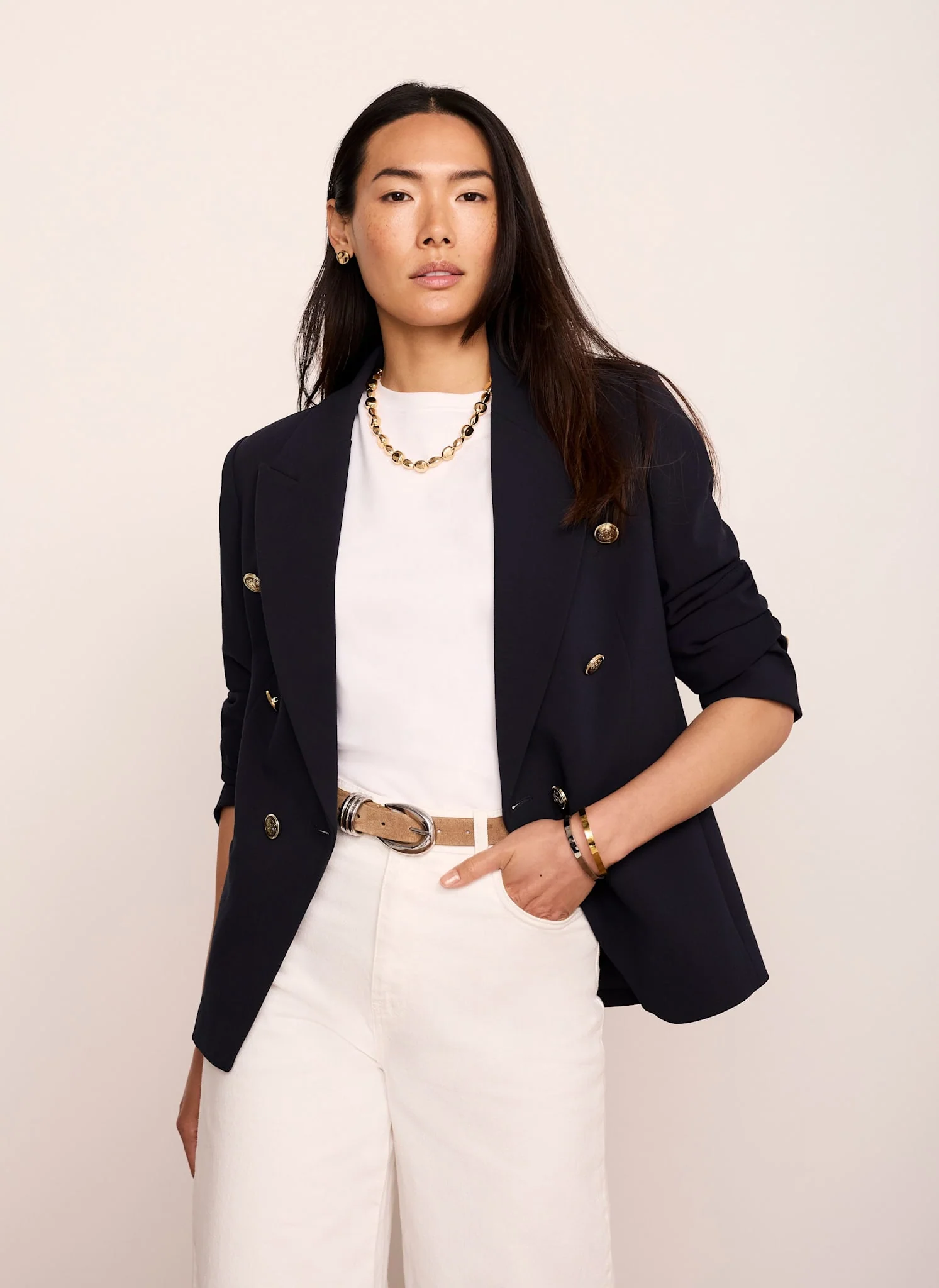 Navy Double Breasted Blazer - Image 6