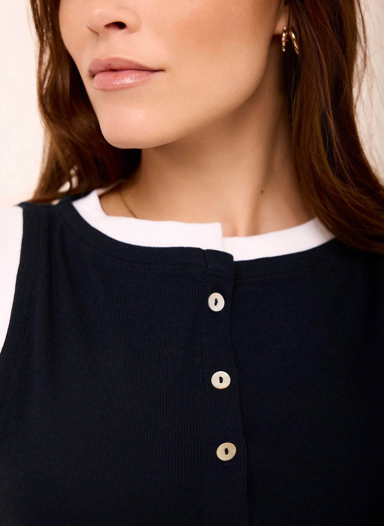 Navy Cotton Blend Sleeveless Top - Image 6