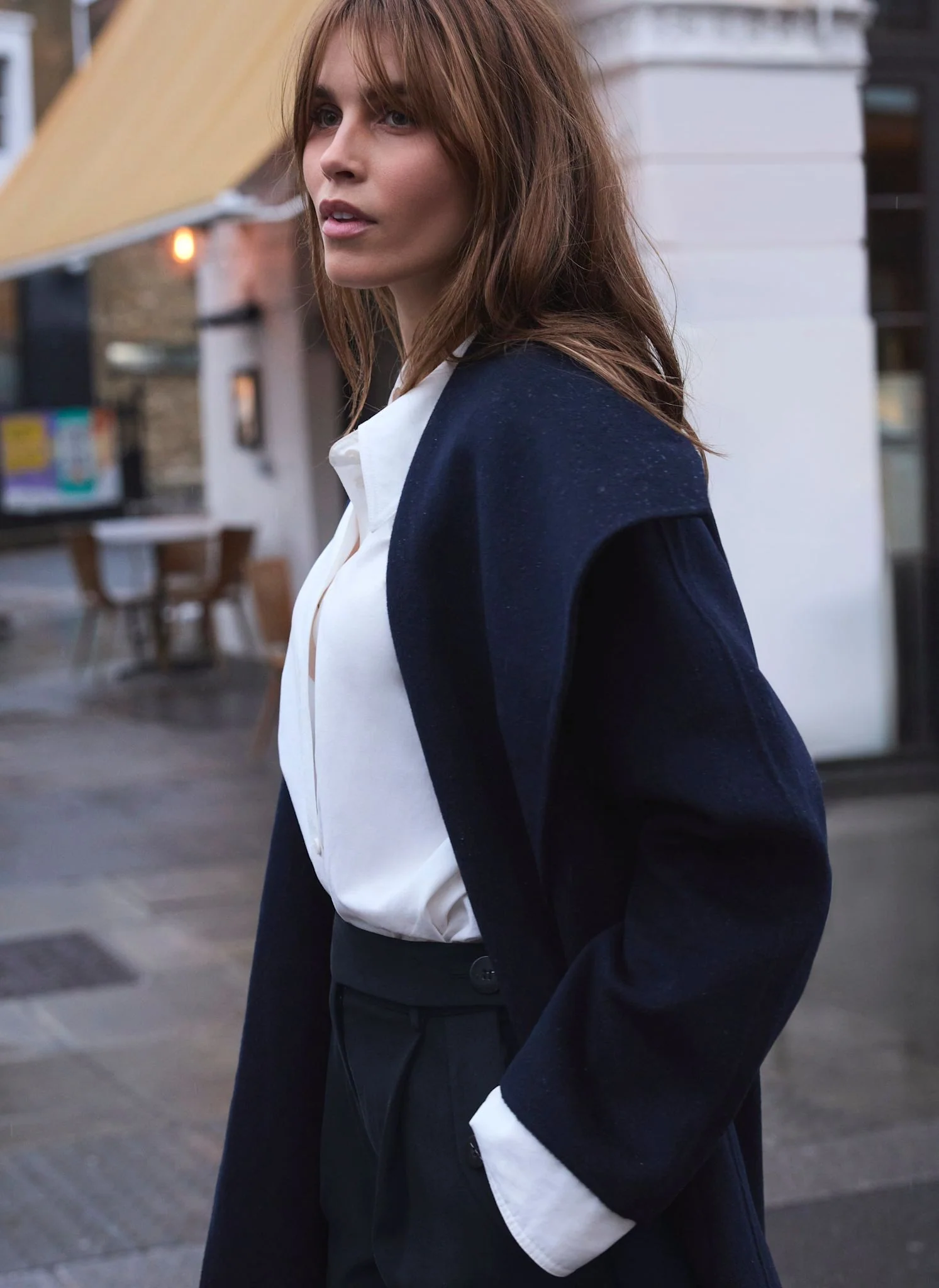 Navy Hand Finished Double Breasted Coat - Image 3