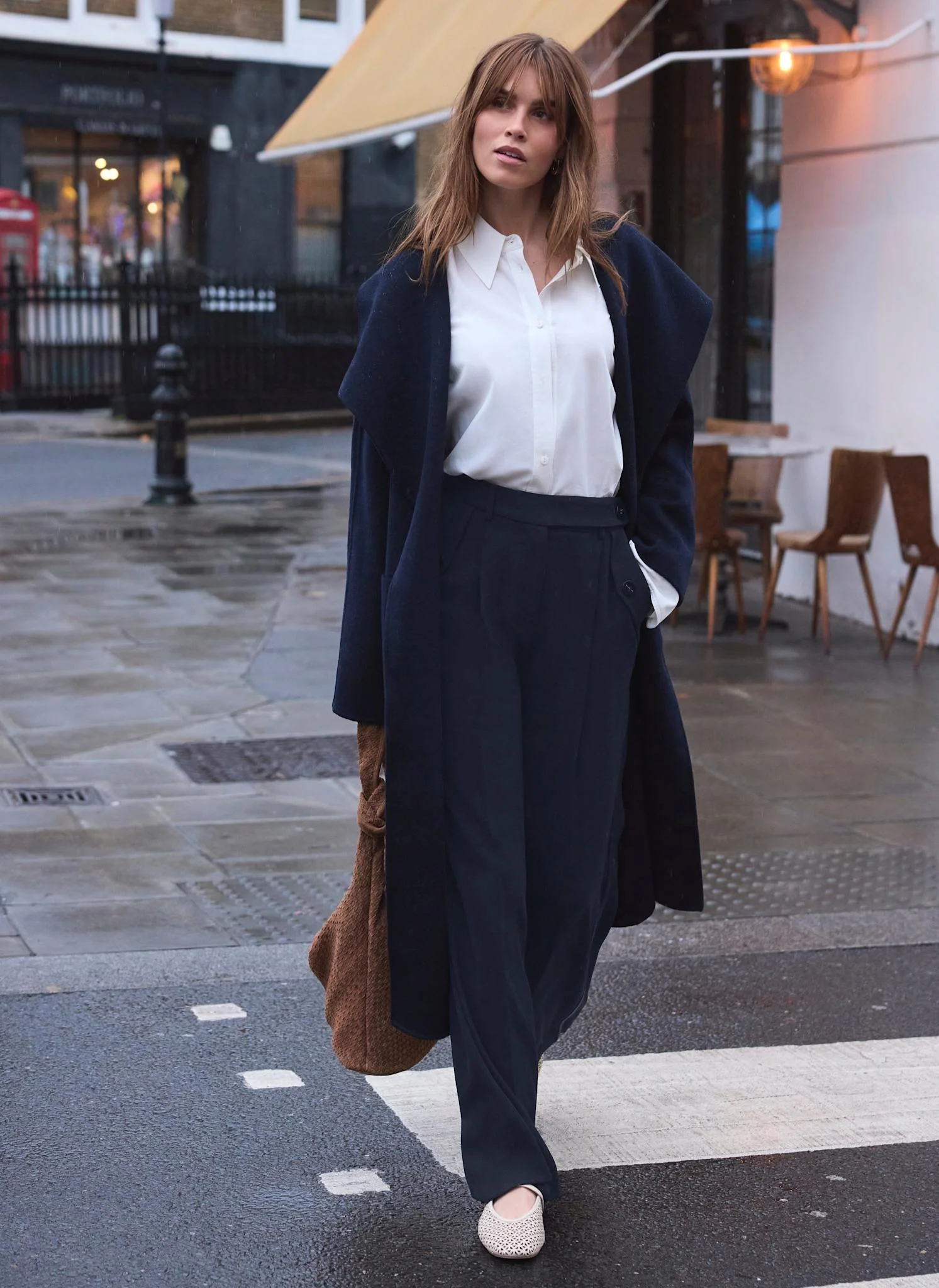 Navy Hand Finished Double Breasted Coat - Image 5