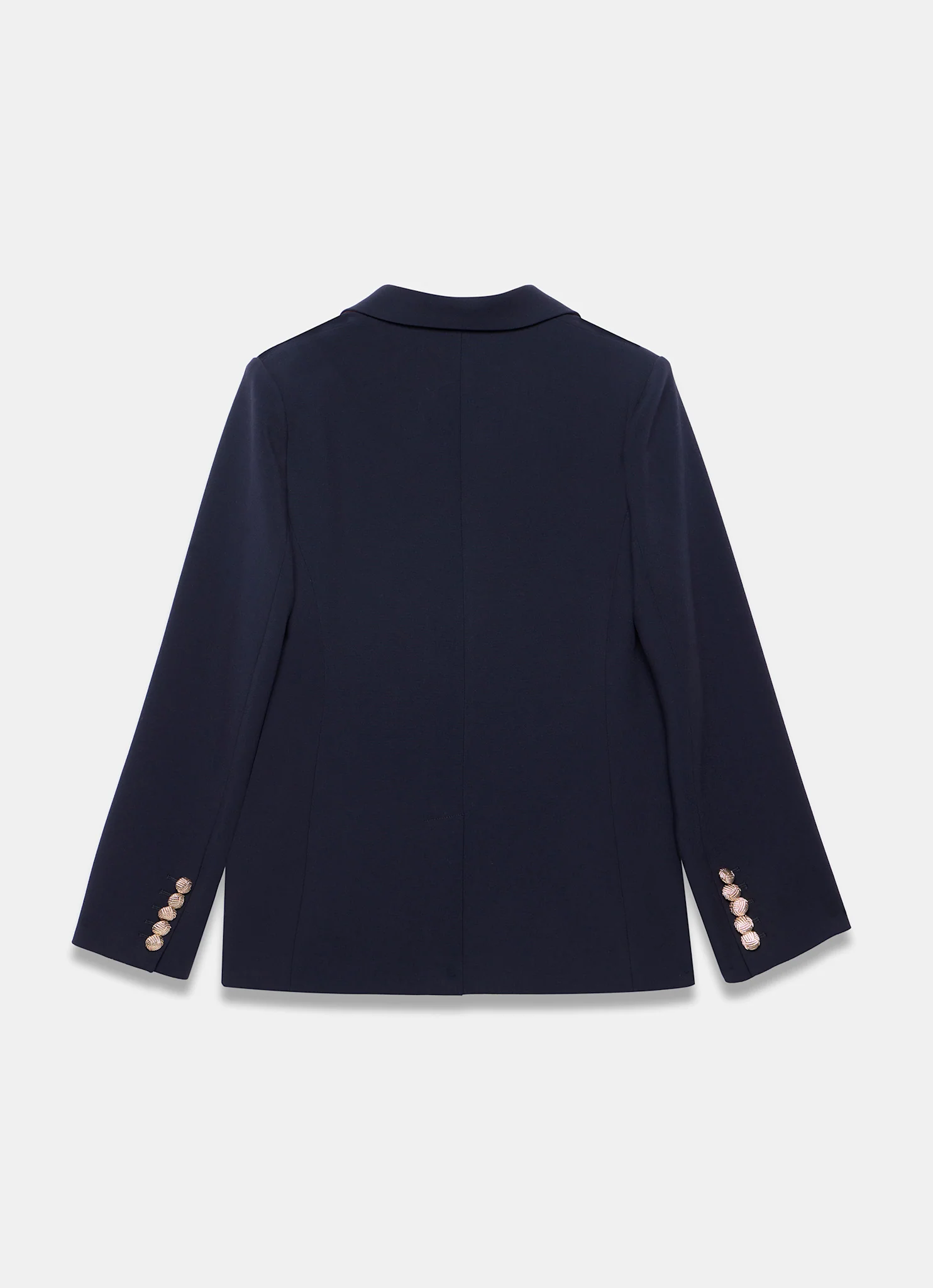 Navy Double Breasted Button Detail Blazer - Image 8