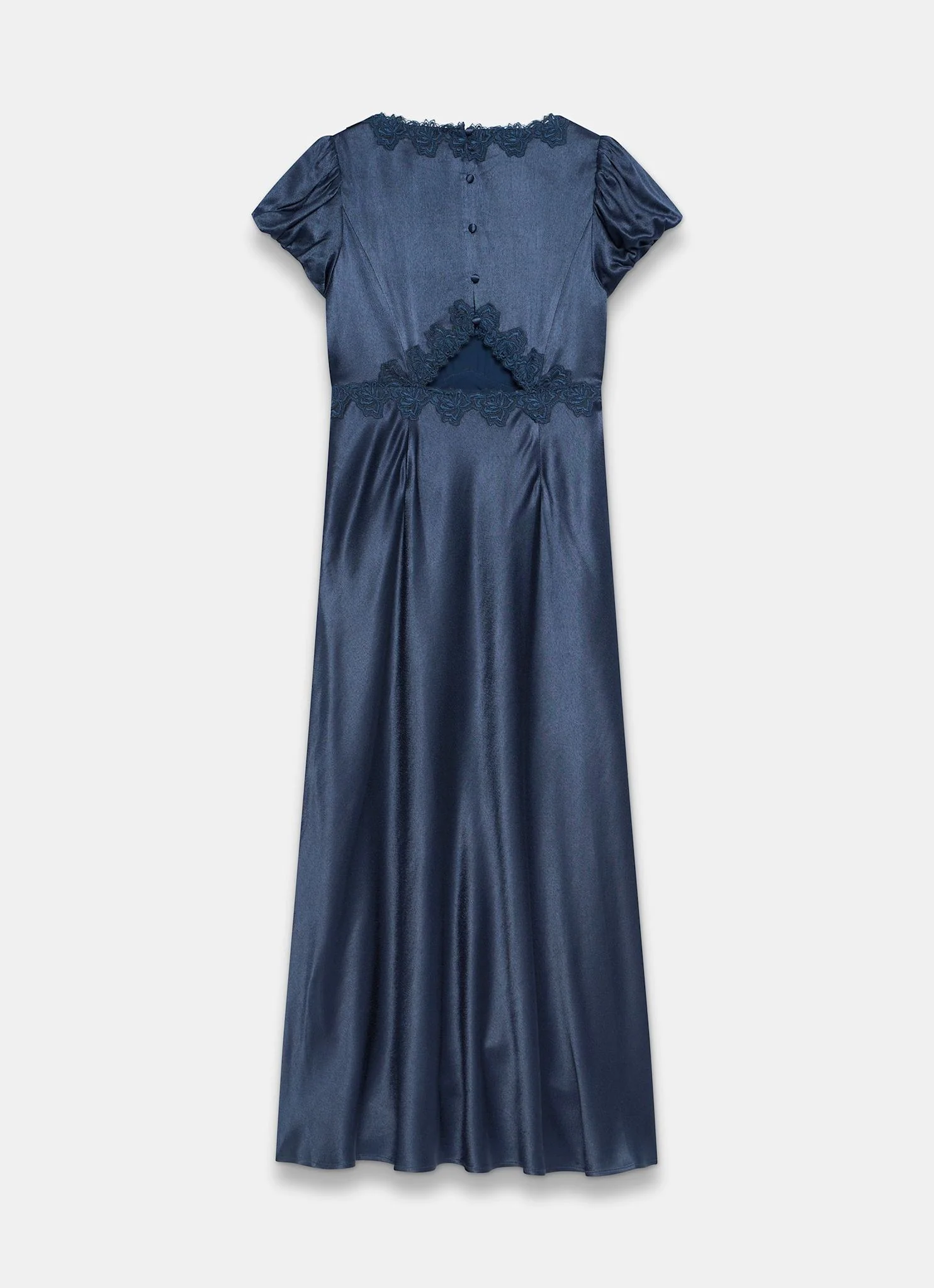 Navy Lace Detail Satin Midi Dress - Image 8