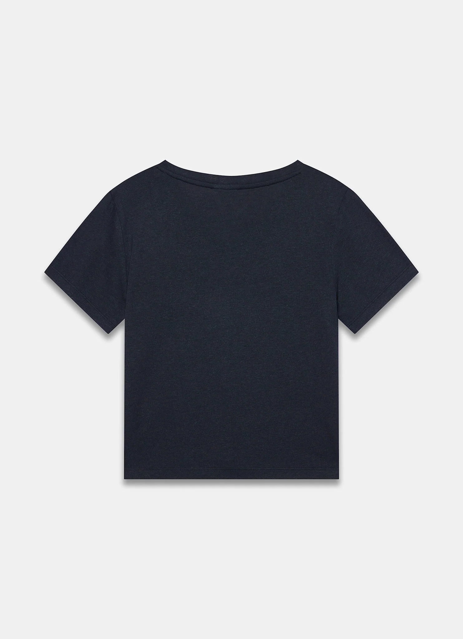 Navy Linen Blend V-Neck T-Shirt - Image 7