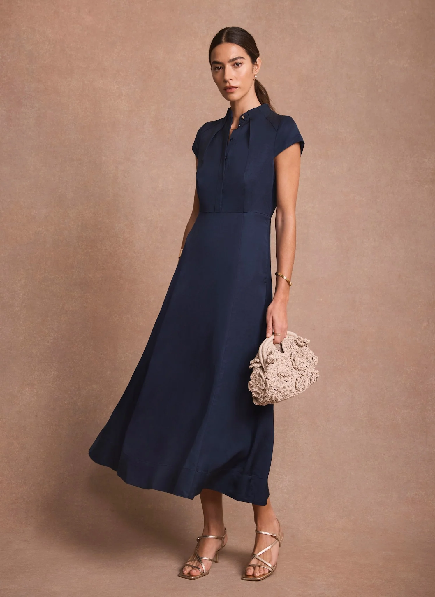Navy Midi Shirt Dress
