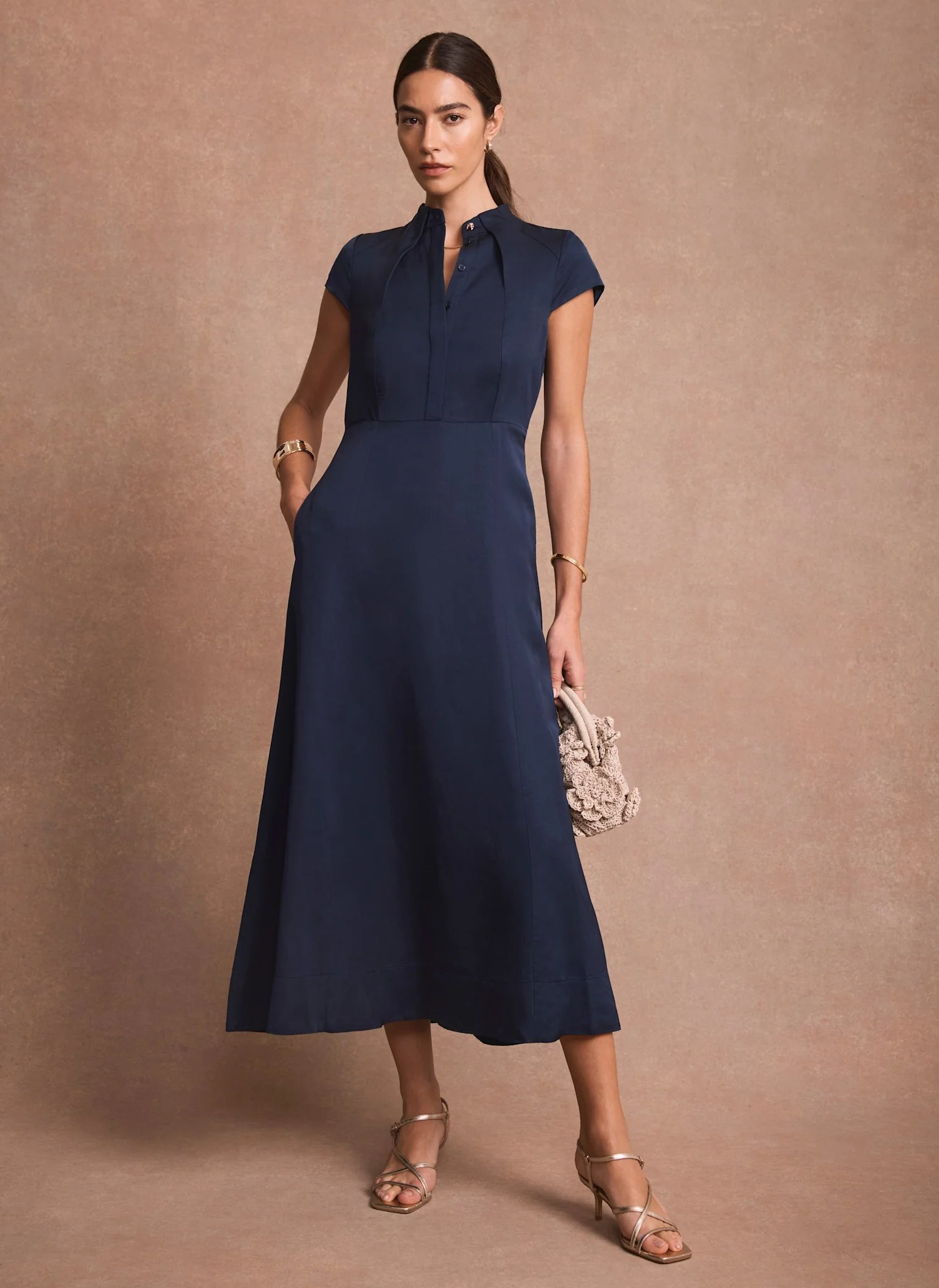 Navy Midi Shirt Dress - Image 2