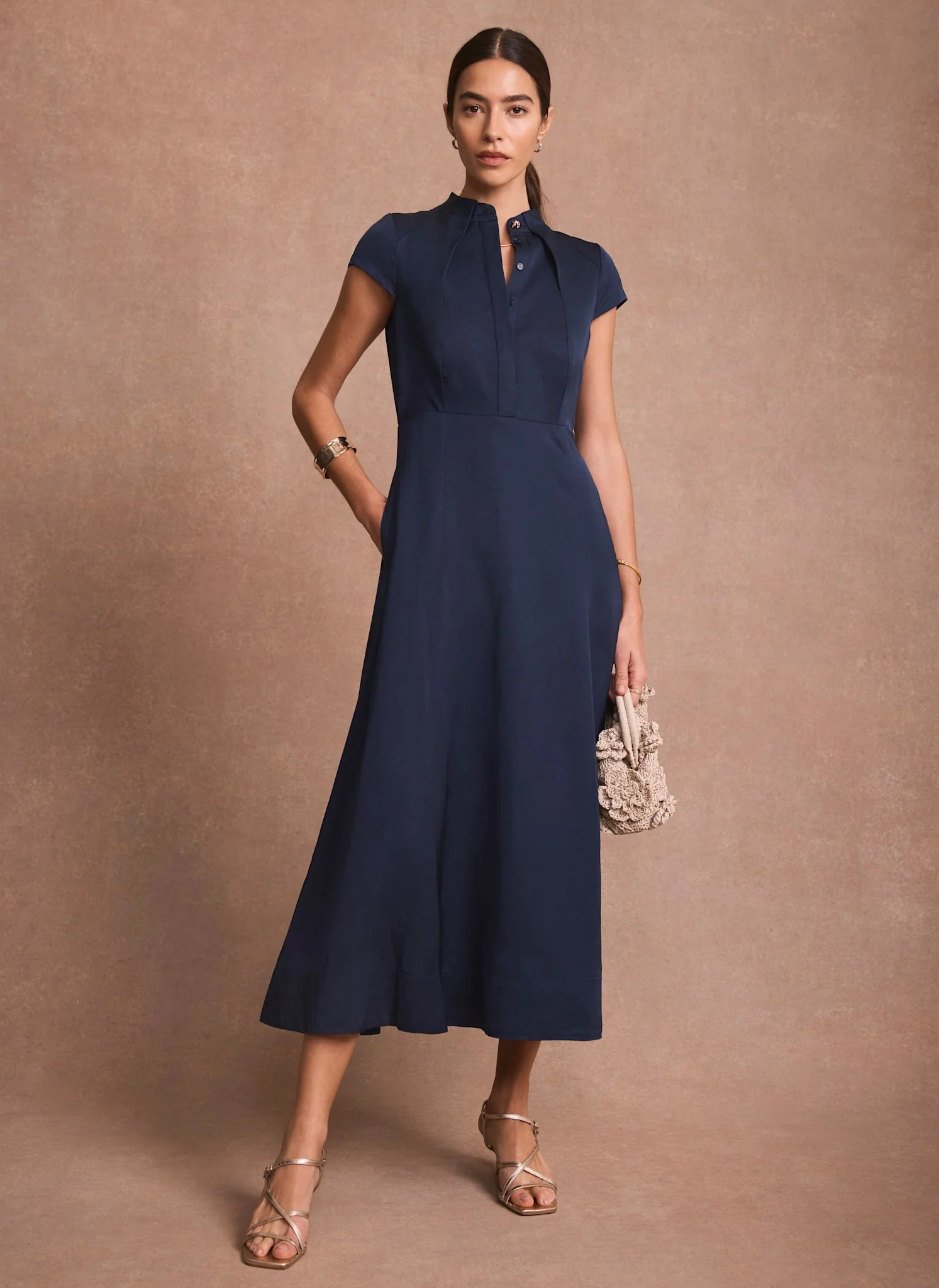 Navy Midi Shirt Dress - Image 3