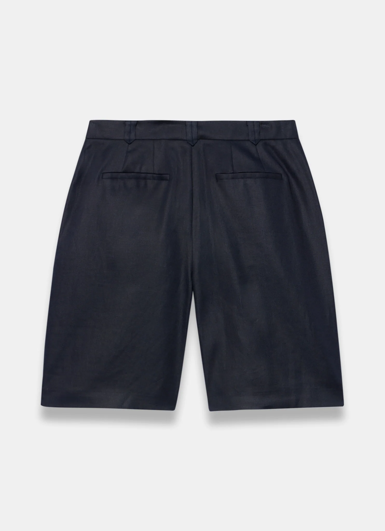 Navy Ramie Longline Tailored Shorts - Image 8