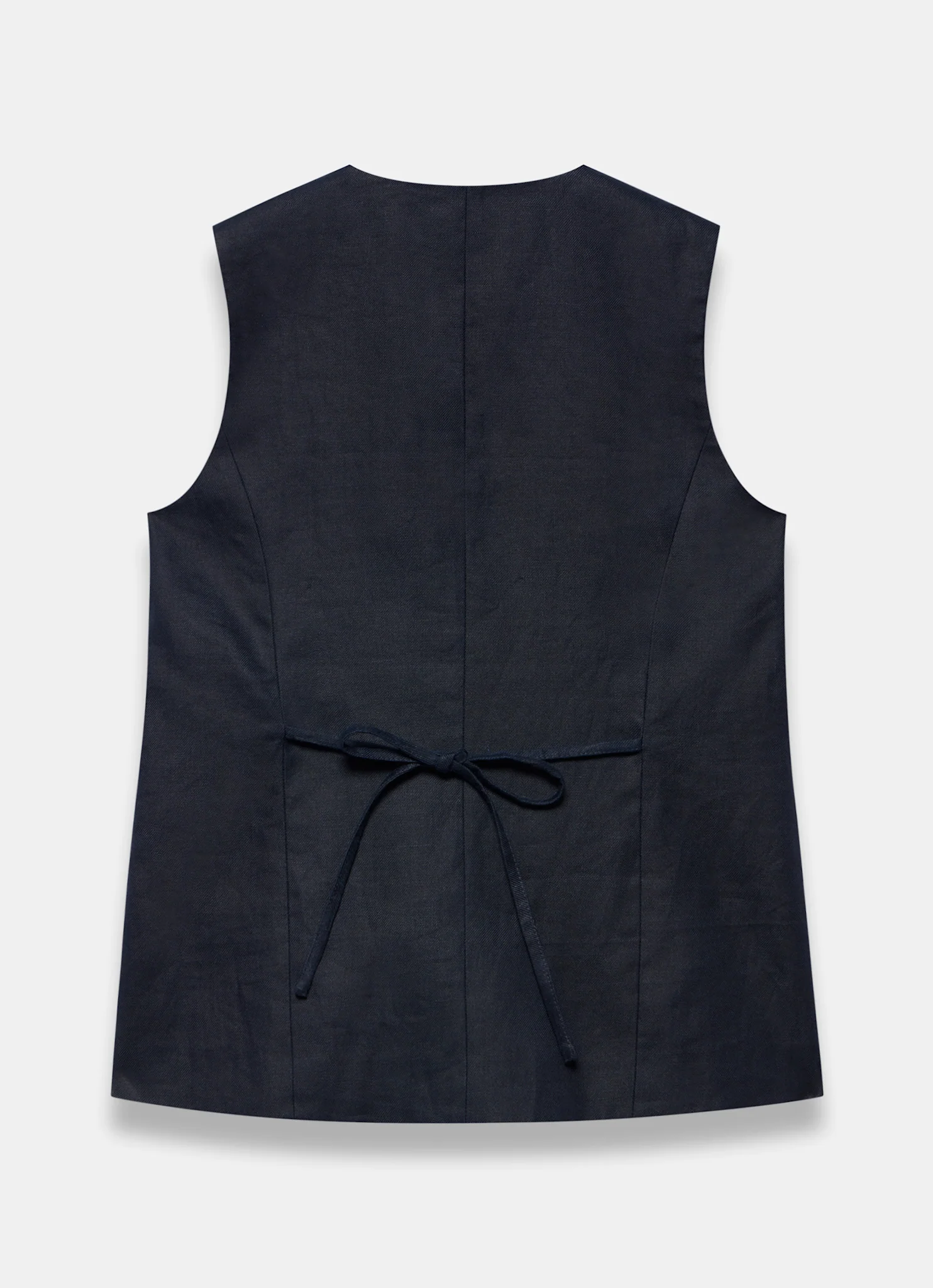 Navy Ramie Longline Waistcoat - Image 7