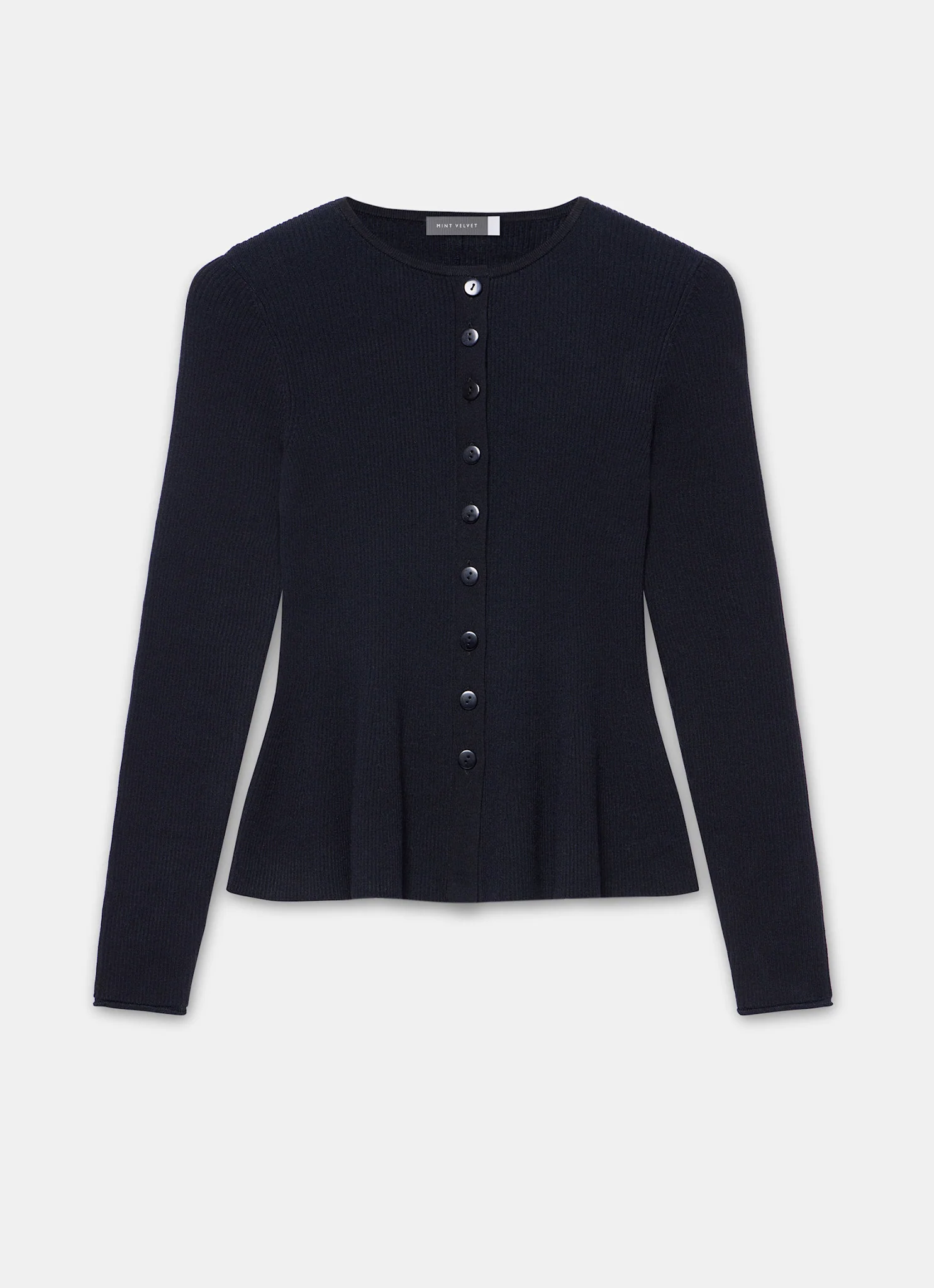Navy Peplum Knit Cardigan - Image 6
