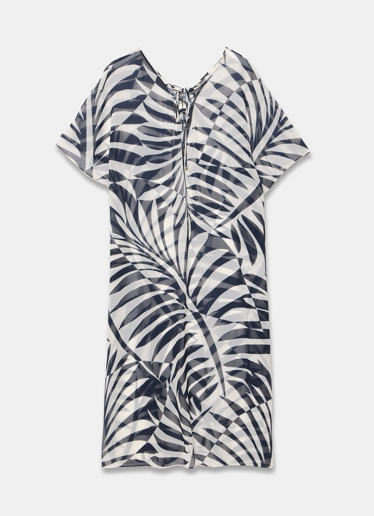 Navy Leaf Print Beach Cover Up - Image 7